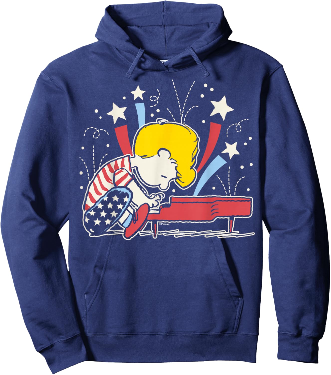 Peanuts - Schroeder Americana Piano And Stars Hoodie - Hoodie | Navy