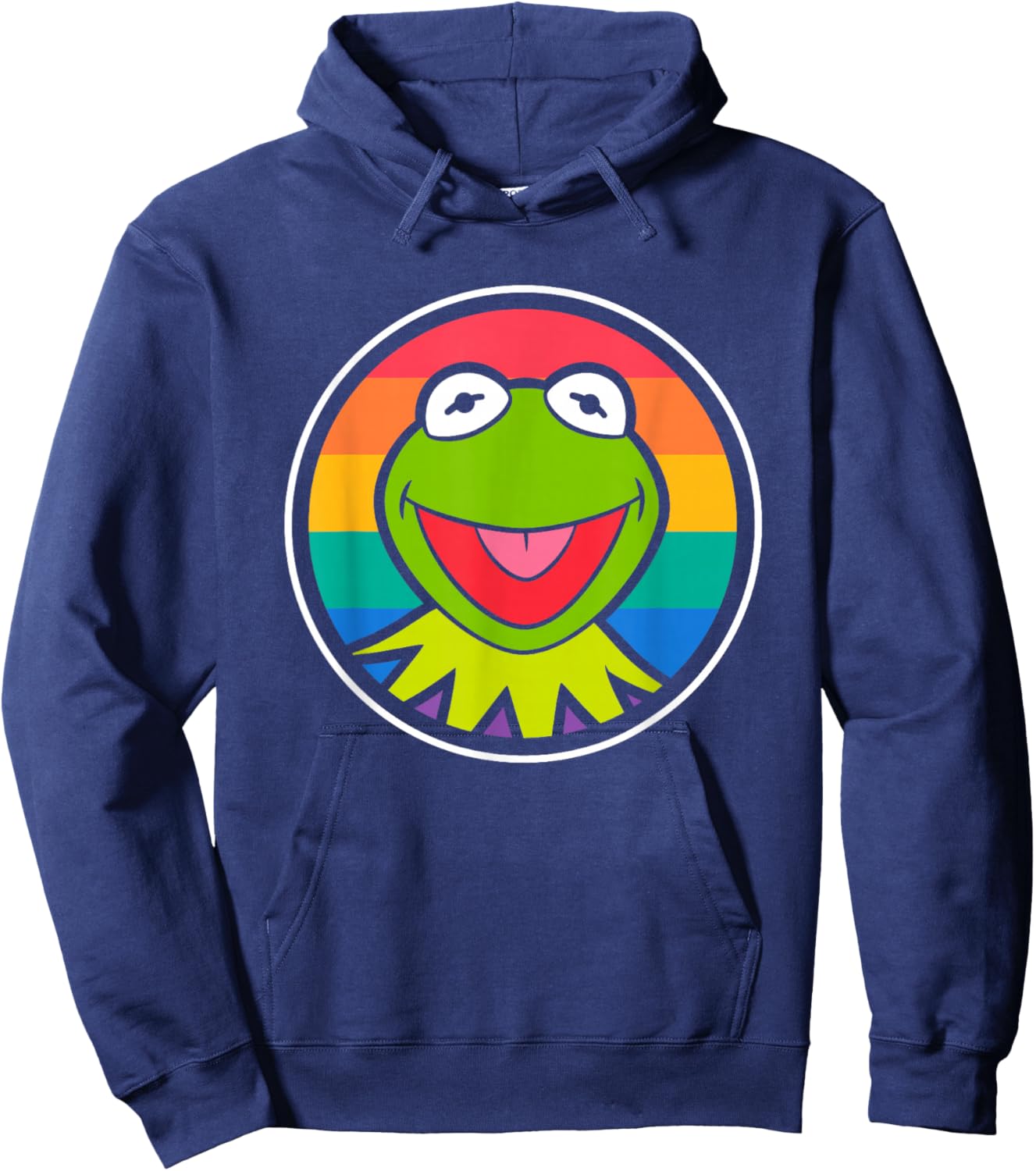 Disney The Muppets Kermit Rainbow Face Portrait Hoodie - Hoodie | Navy