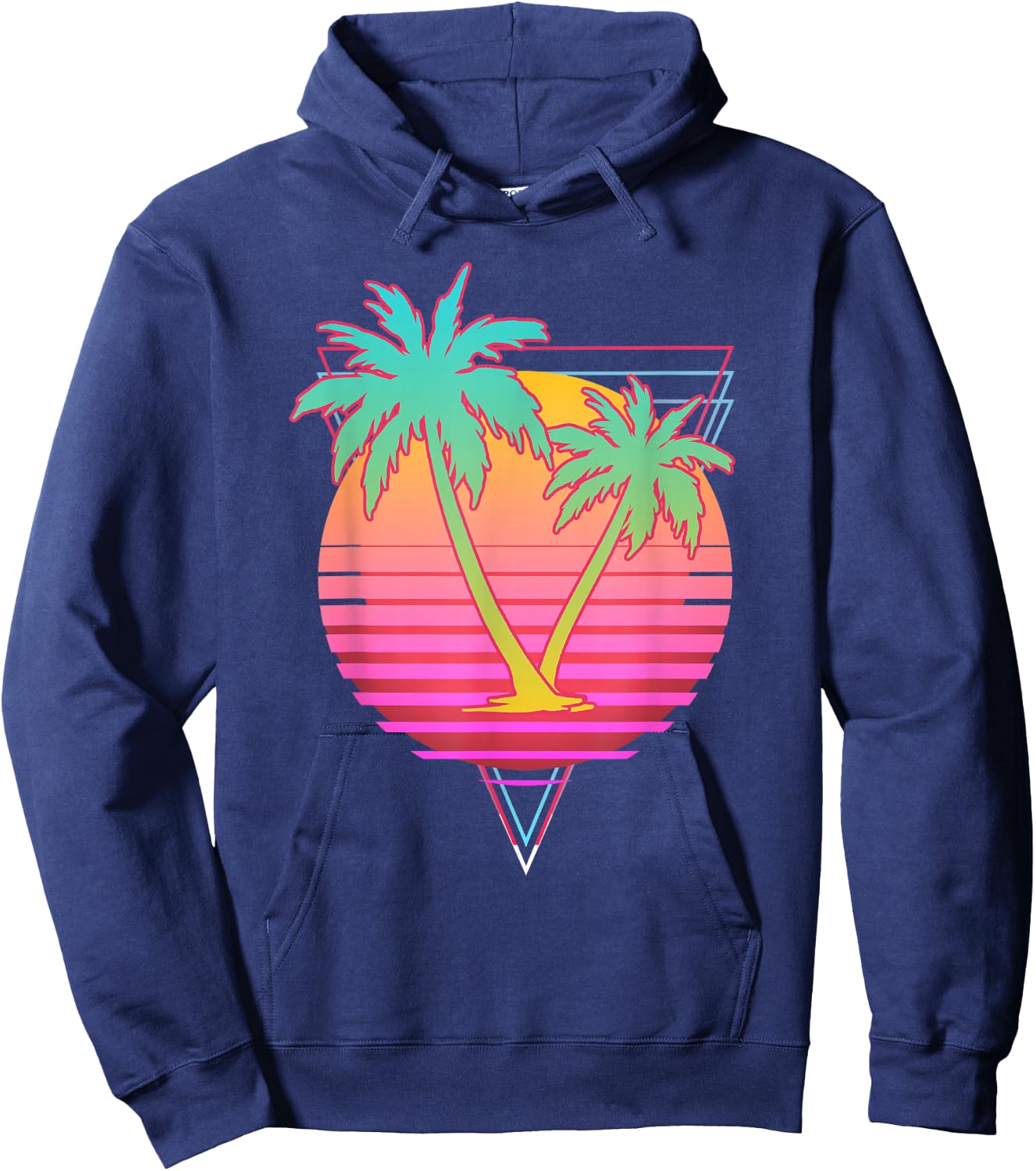 Retro Art 1980s Synthwave Sunset Vaporwave Hoodie - Hoodie | Navy