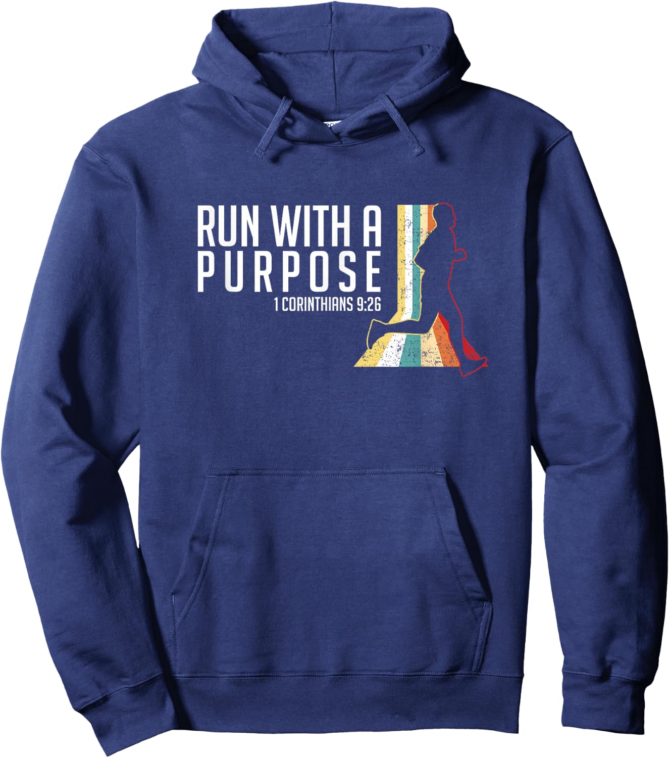 Bible Verse 1 Corinthians 9 26 Running Fitness Hoodie - Hoodie | Navy