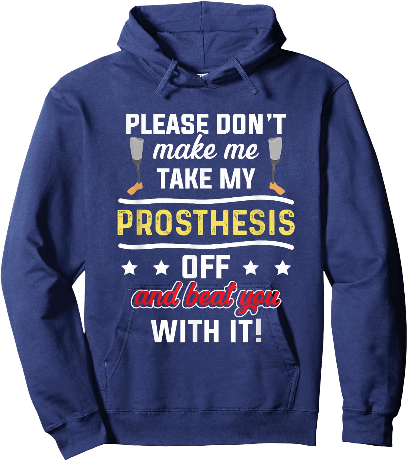 Amputee Humor Beat Leg Arm Funny Recovery Gifts Hoodie - Hoodie | Navy