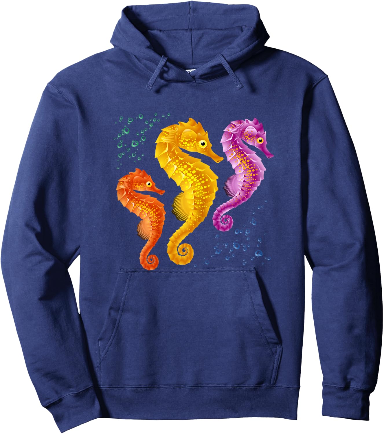 Girls Seahorse Retro Vintage Marine Fish Hoodie - Hoodie | Navy