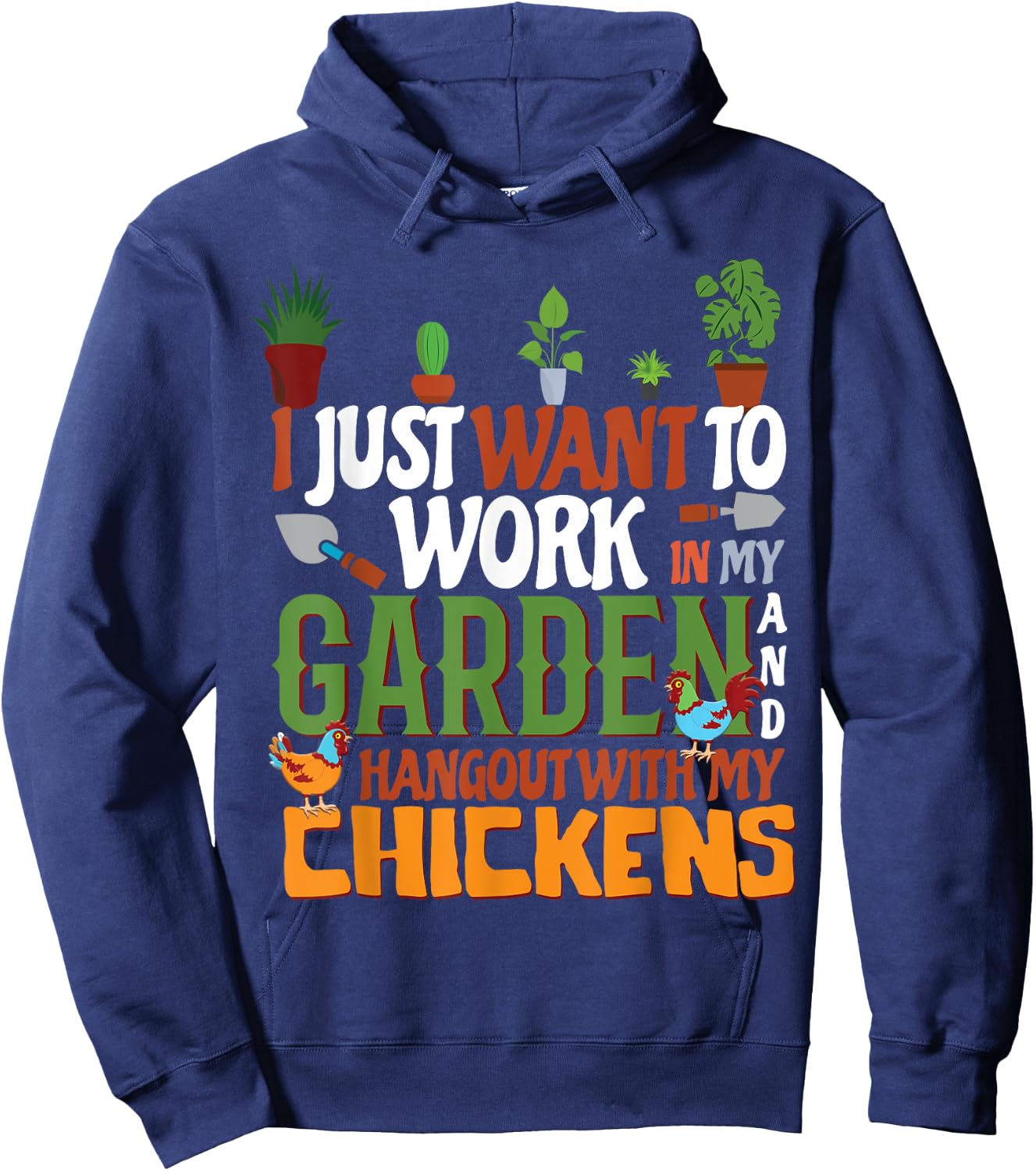 Garden And Chickens Hoodie - Hoodie | Navy