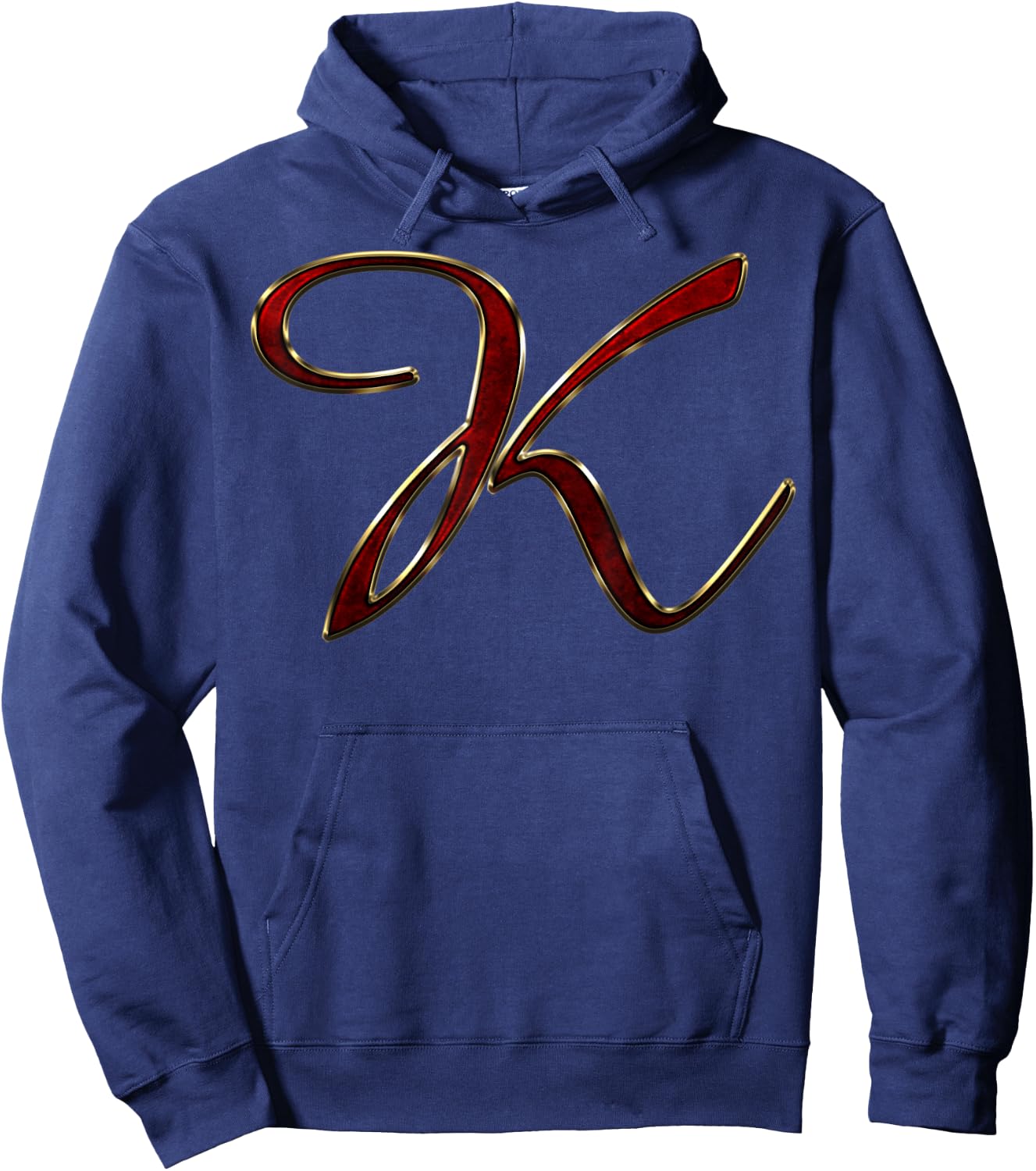 Monogram Initial Letter K Red Hoodie - Hoodie | Navy