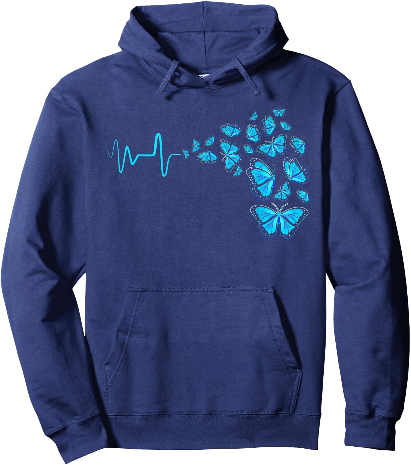 Heartbeat Blue Morpho Butterfly Hoodie - Hoodie | Navy