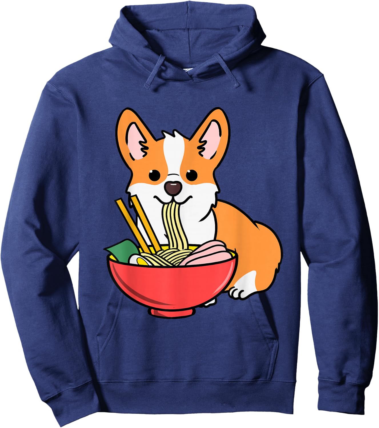 Corgi Eating Ramen Hoodie - Hoodie | Navy
