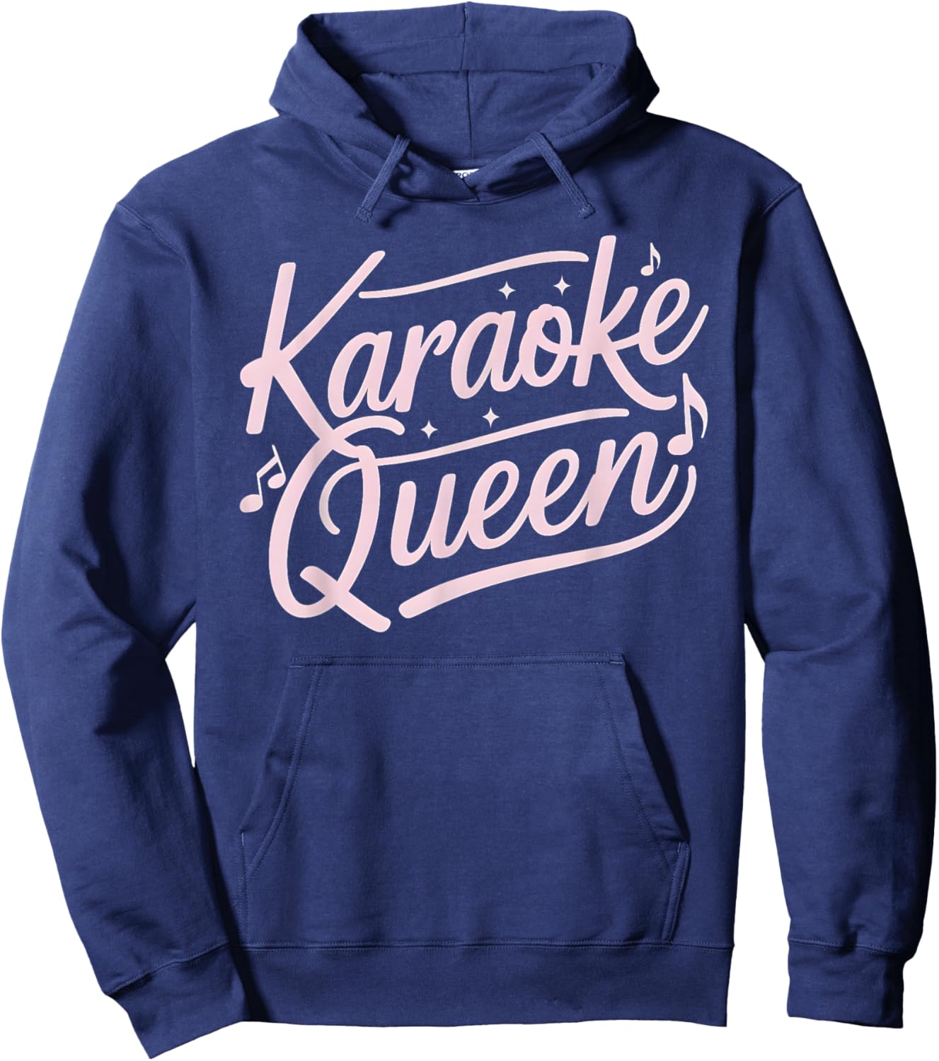 Karaoke Queen Pink Text Music Notes Hoodie - Hoodie | Navy