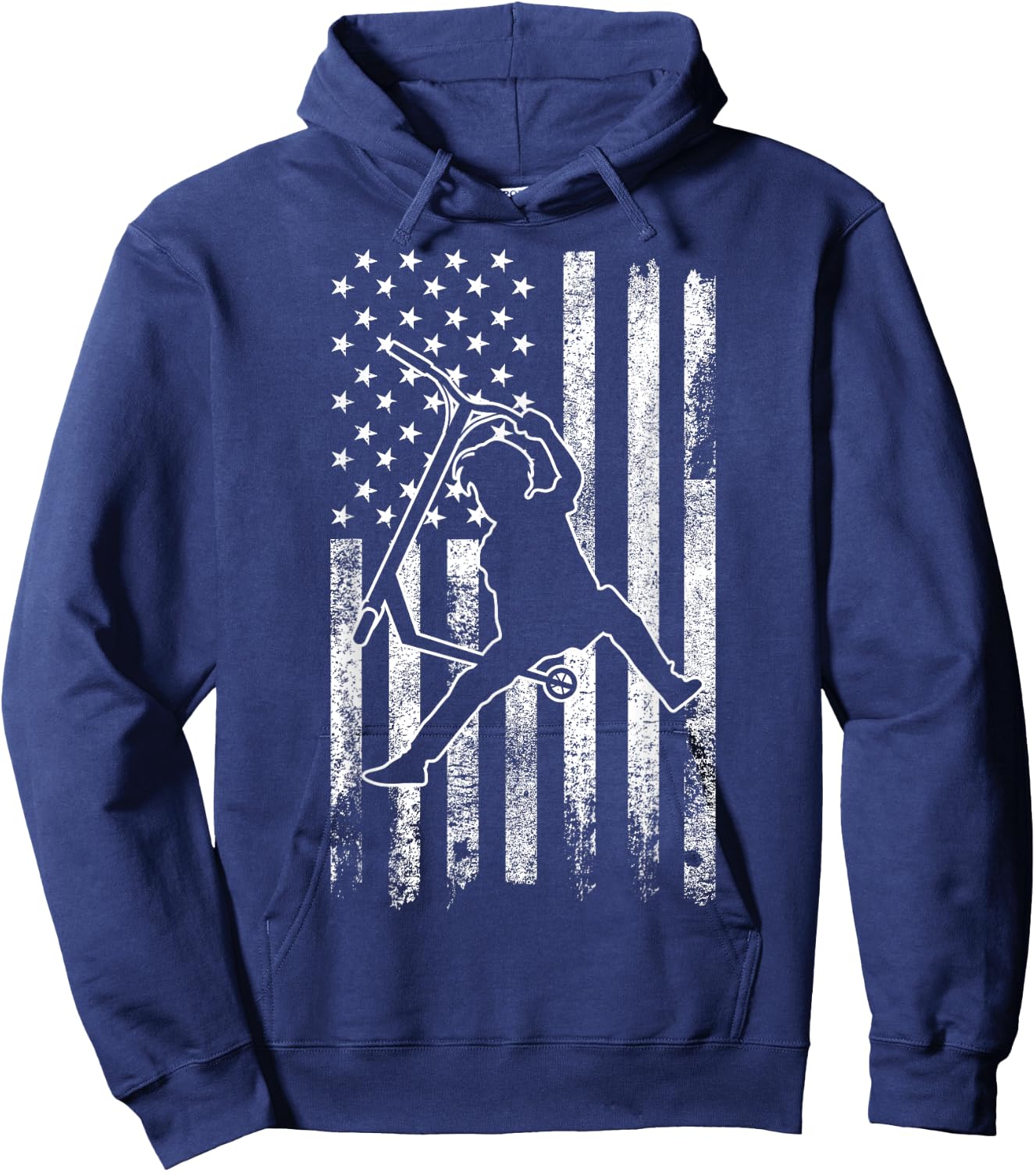 Scooter Stunt US Flag Retro Scooter Boys Kids Hoodie - Hoodie | Navy