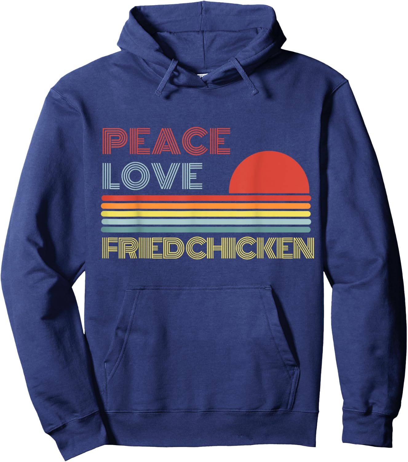 Peace Love Fried Chicken Retro Vintage Hoodie - Hoodie | Navy
