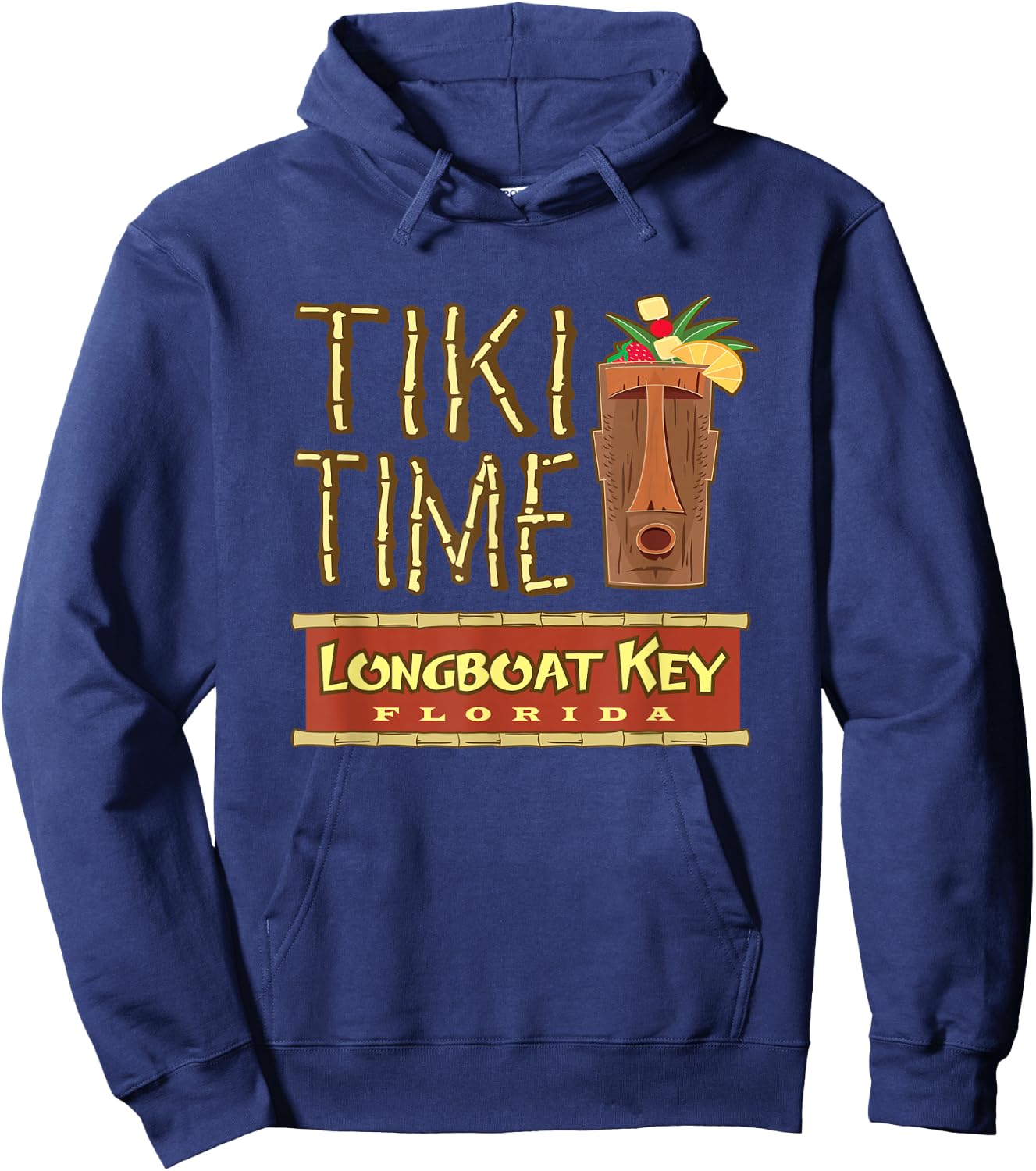 Longboat Key Florida Retro Tiki Bar Design Hoodie - Hoodie | Navy
