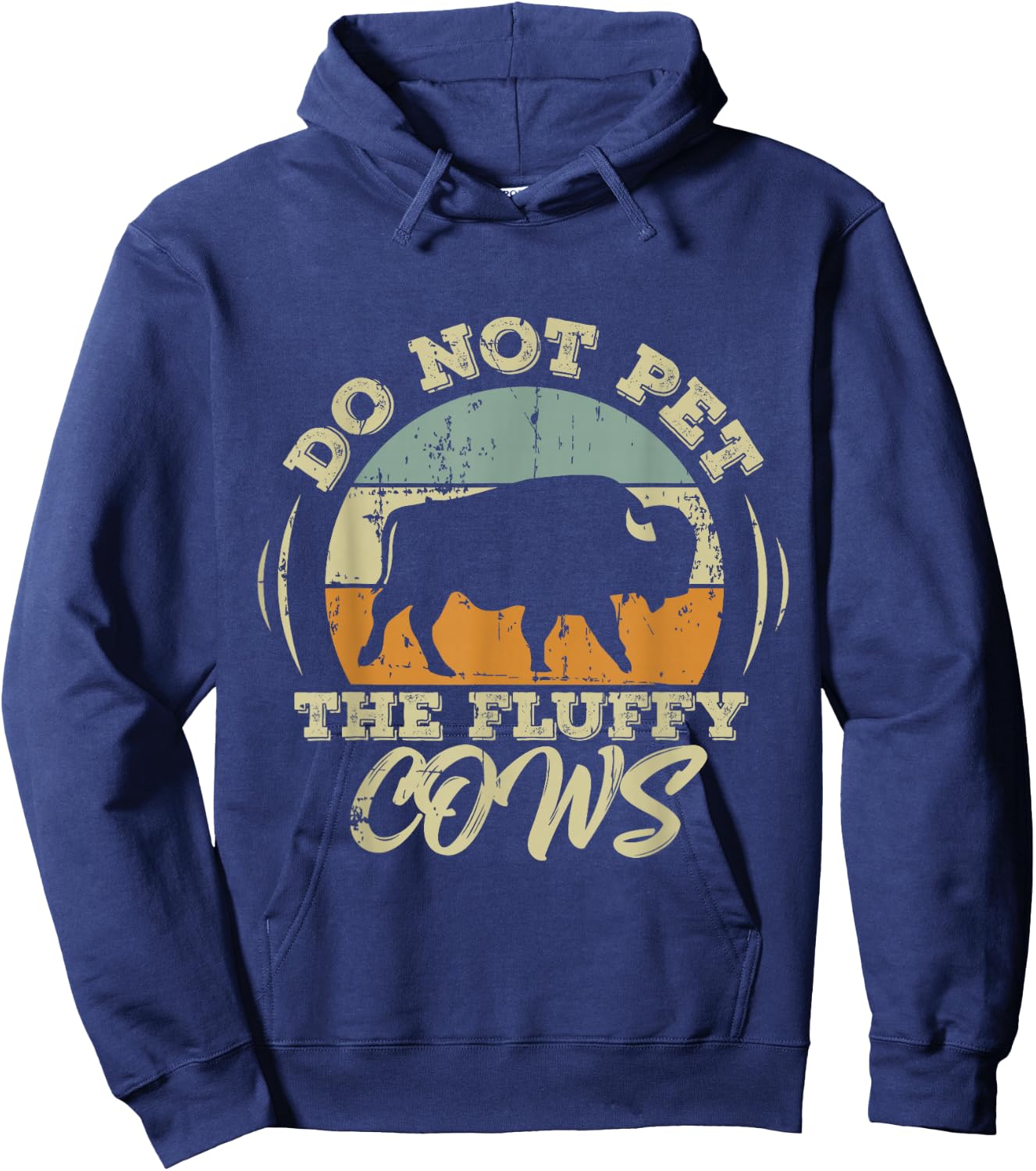 Retro Do Not Pet The Fluffy Cows Vintage Hiking Hoodie - Hoodie | Navy