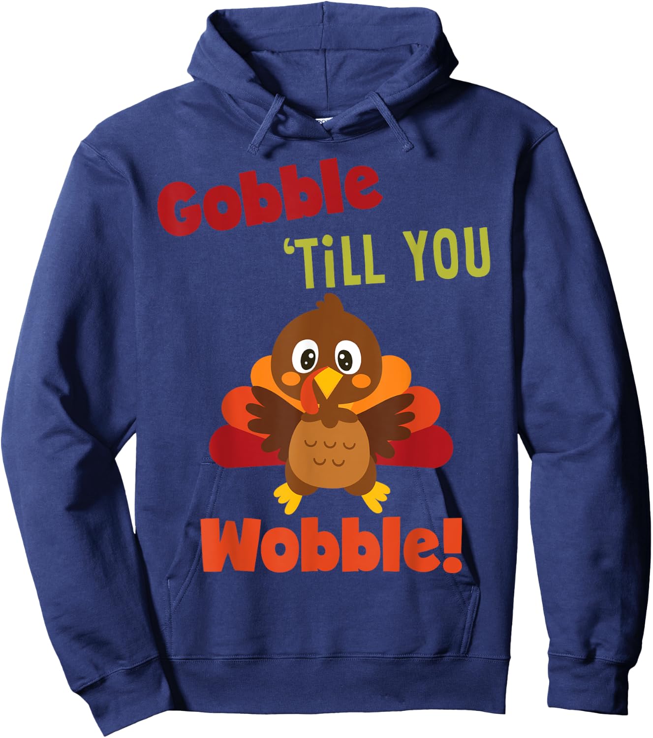 Vintage Retro Gobble Till You Wobble Apparel Hoodie - Hoodie | Navy