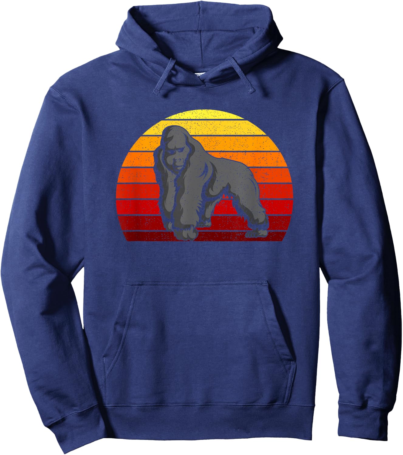 Retro 70s 80s Silverback Gorilla Hoodie - Hoodie | Navy