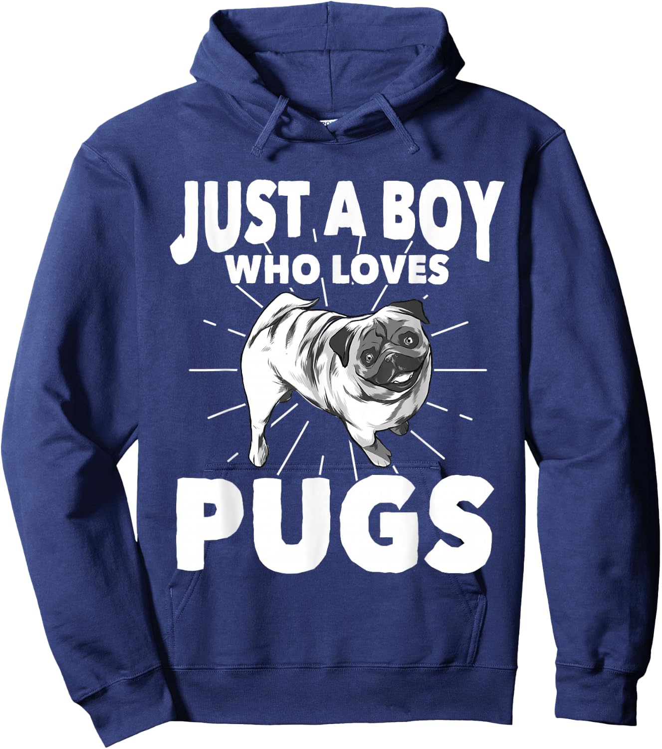 Just A Boy Who Loves Pugs Dog Owner Gift Pug Hoodie - Hoodie | Navy
