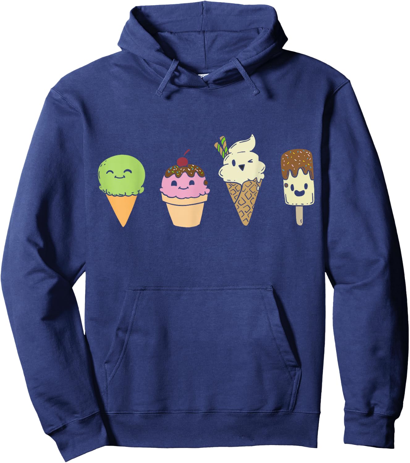 Ice Cream Cones Popsicle Frozen Food Gift Hoodie - Hoodie | Navy