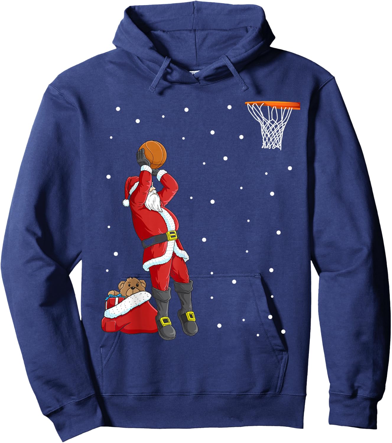 Funny Santa Claus Basketball Christmas Jumper Hoodie - Hoodie | Navy