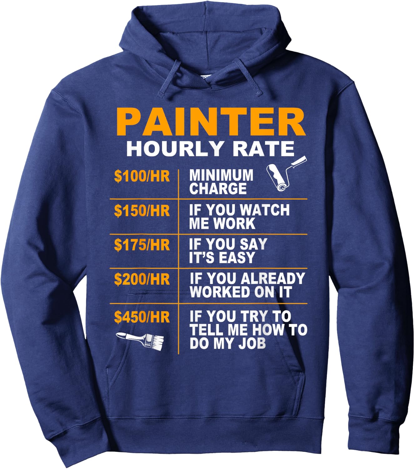 Painter Hourly Rate Artist Funny Painter Hoodie - Hoodie | Navy