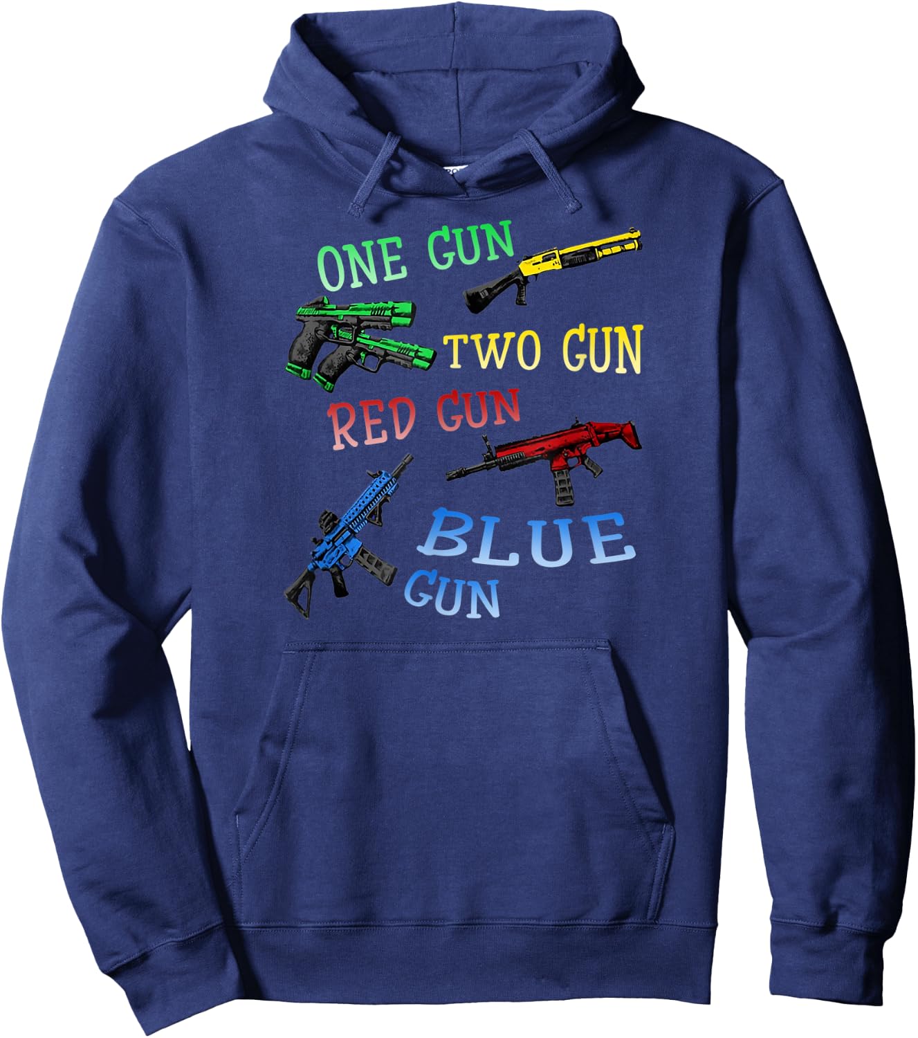 One-Gun-Two-Gun-Red-Gun-Blue-Gun Hoodie - Hoodie | Navy