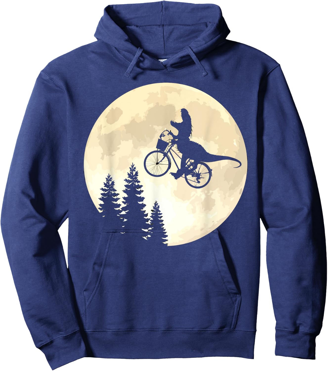 Funny T-Rex Cycling On A Bicycle to Moon Hoodie - Hoodie | Navy