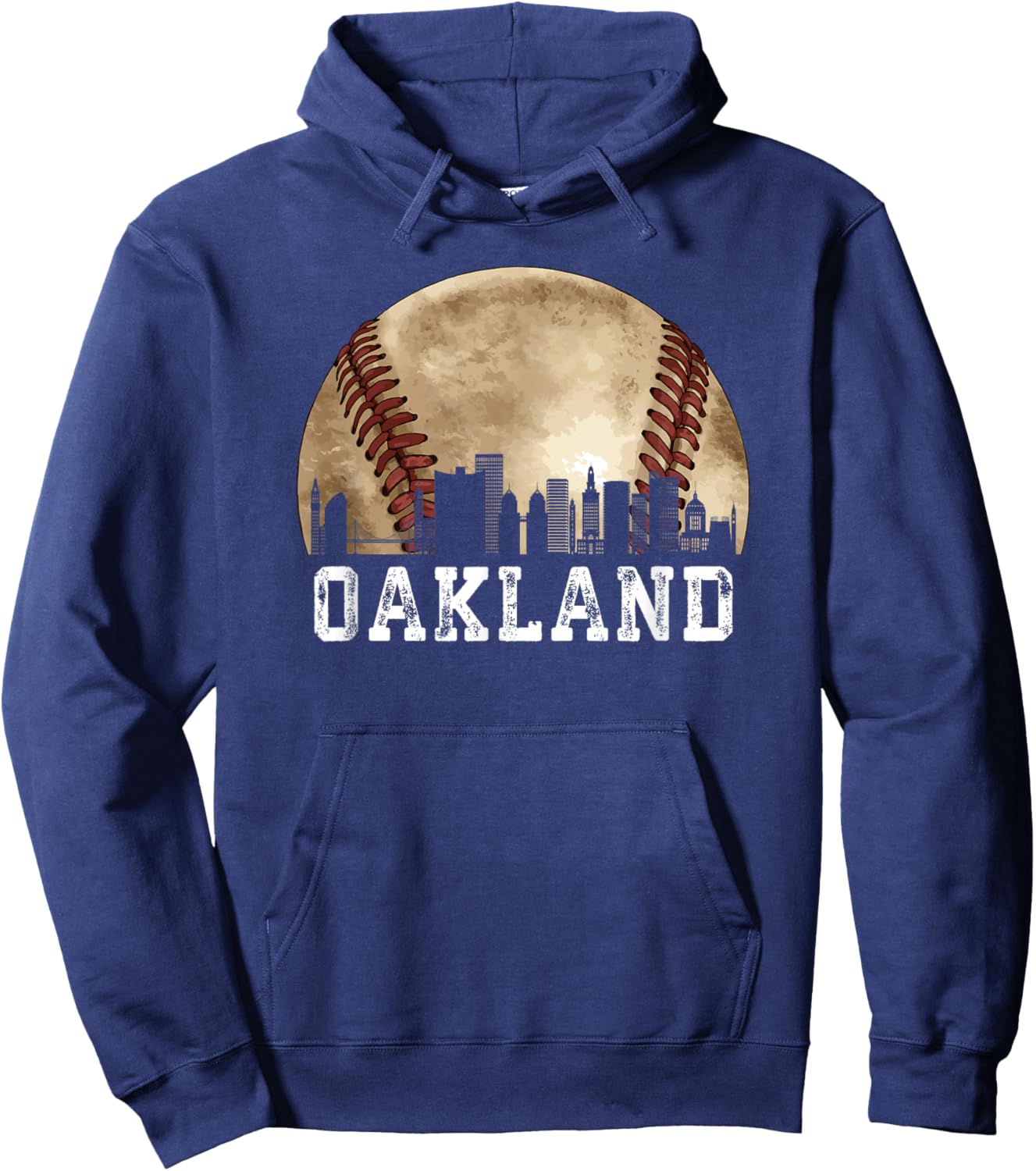 Oakland Skyline City Vintage Baseball Lover Hoodie - Hoodie | Navy