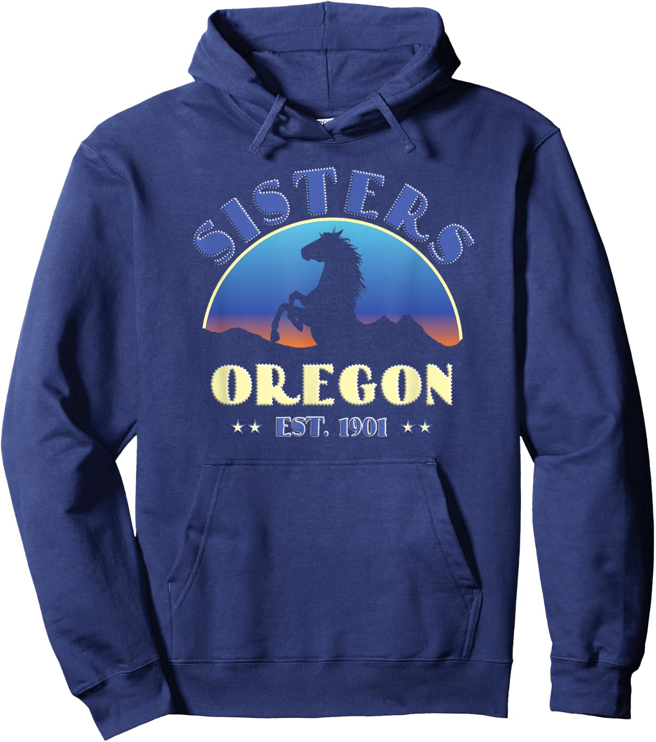 Sisters, Oregon OR Wild Horse Hoodie - Hoodie | Navy