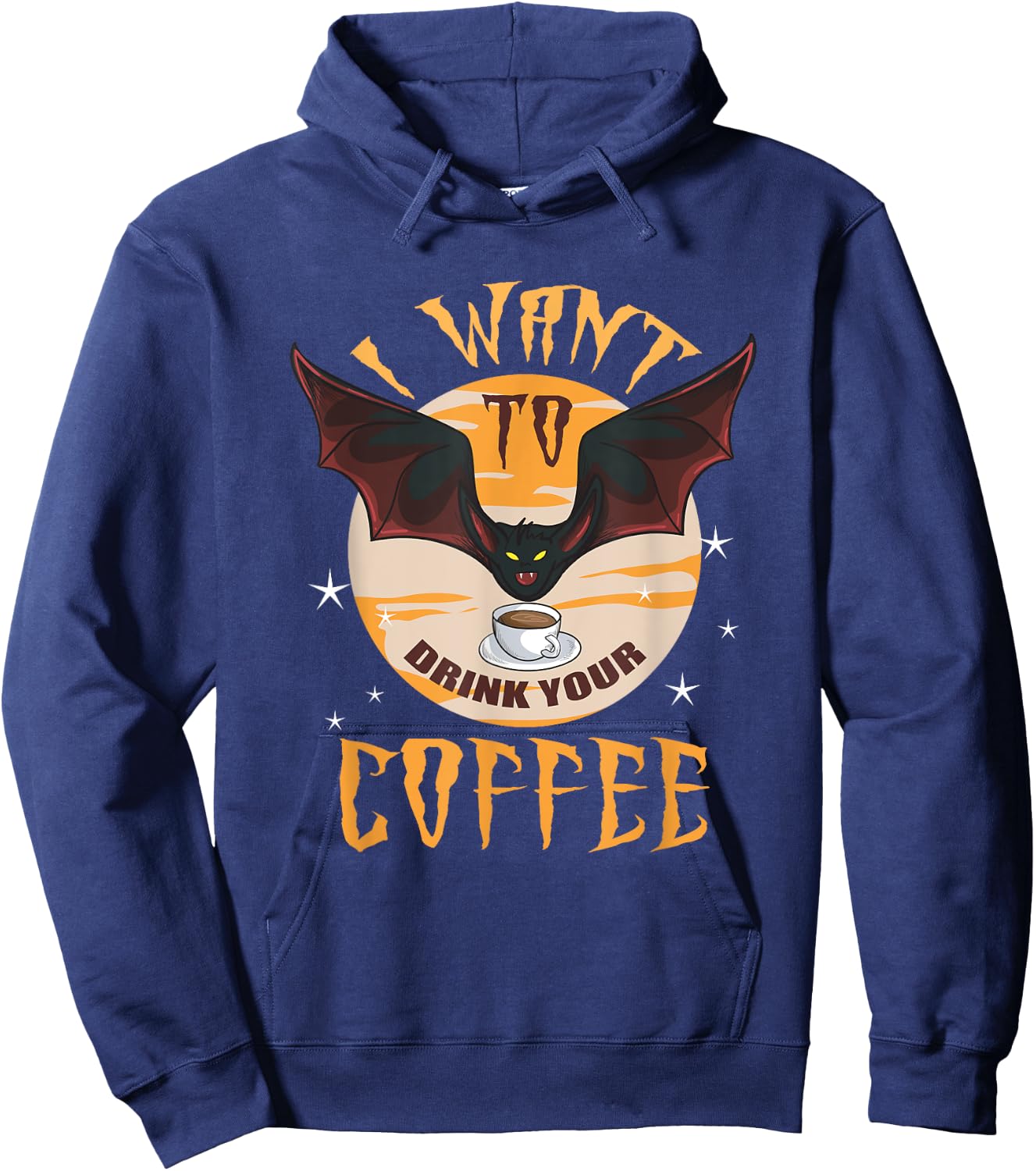 Halloween I Want To Drink Your Coffee Bat Funny Hoodie - Hoodie | Navy