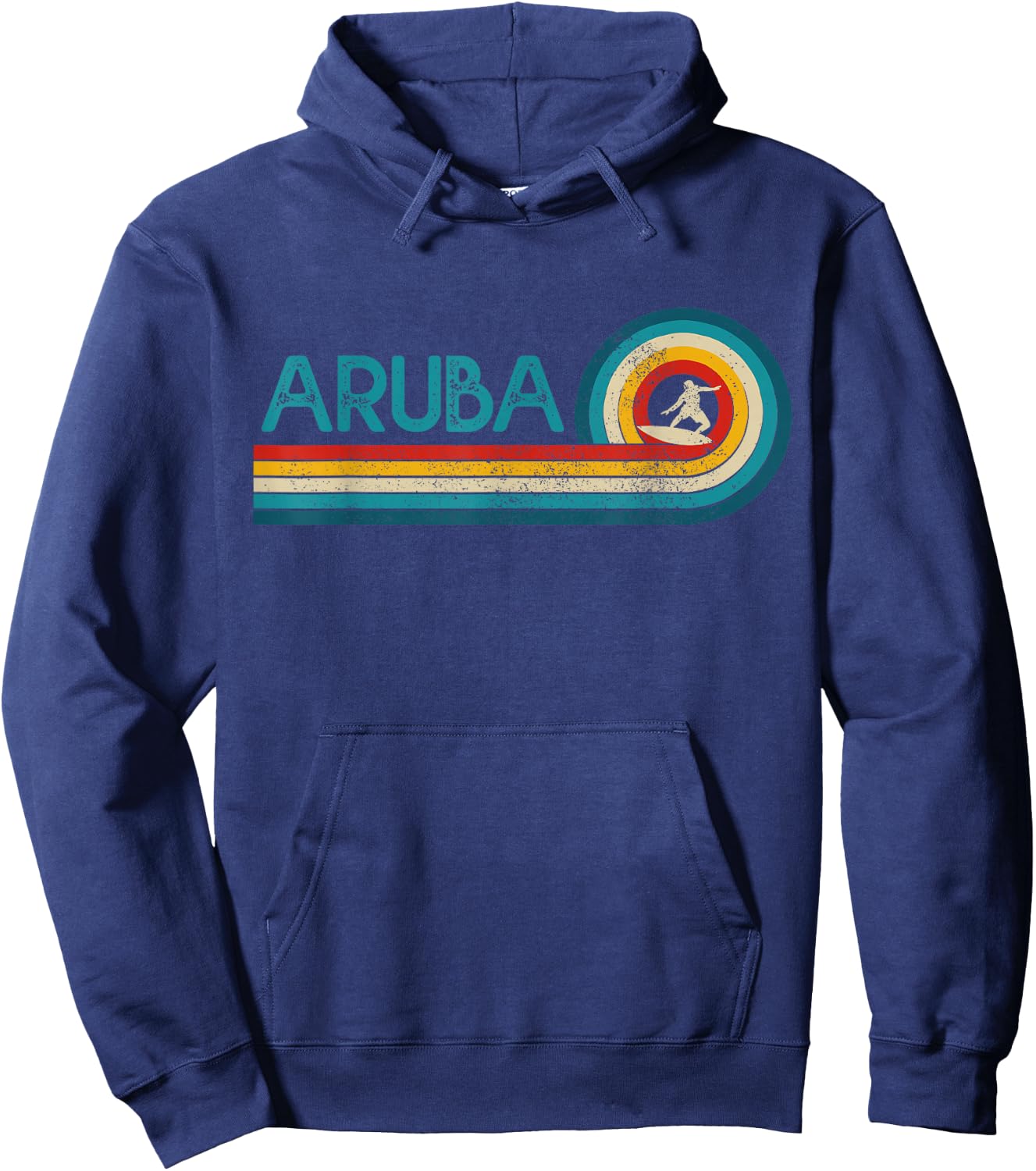 Aruba Surf Vintage Beach Surfer Surfing Gift Hoodie - Hoodie | Navy