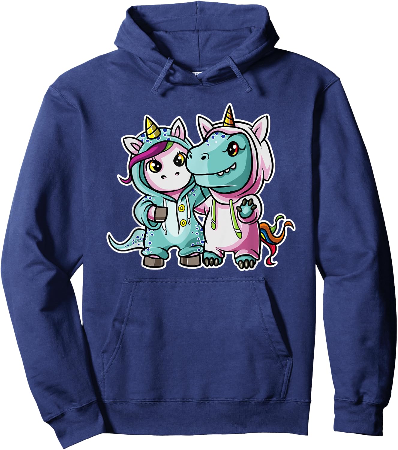 Unicorn T-Rex Best Friends Dinosaur Costume Hoodie - Hoodie | Navy