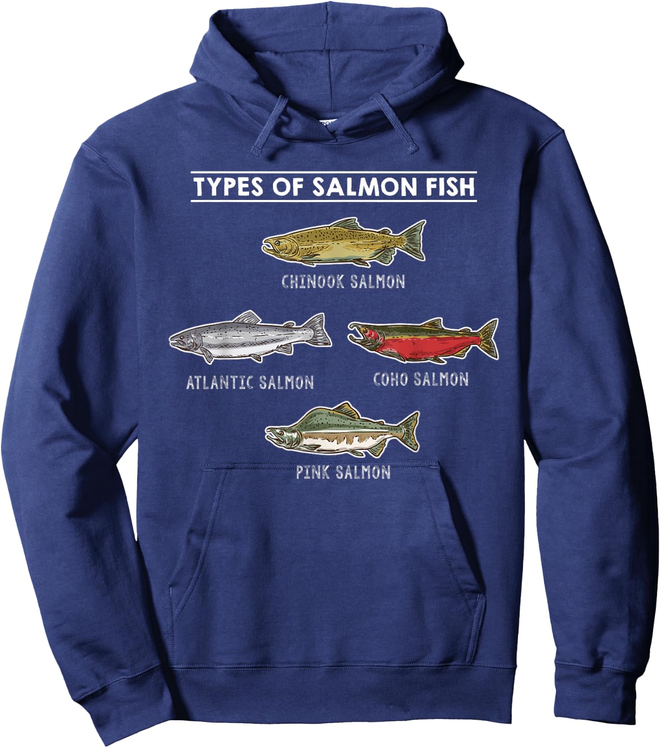 Types of Salmon Fish for Salmon Fishing Hoodie - Hoodie | Navy