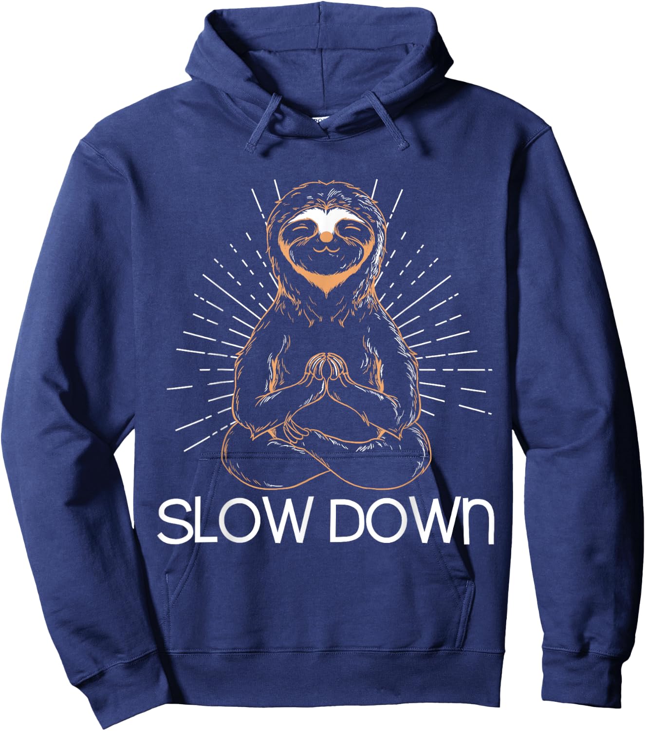 Meditating Sloth Slow Down Funny Yoga Hoodie - Hoodie | Navy