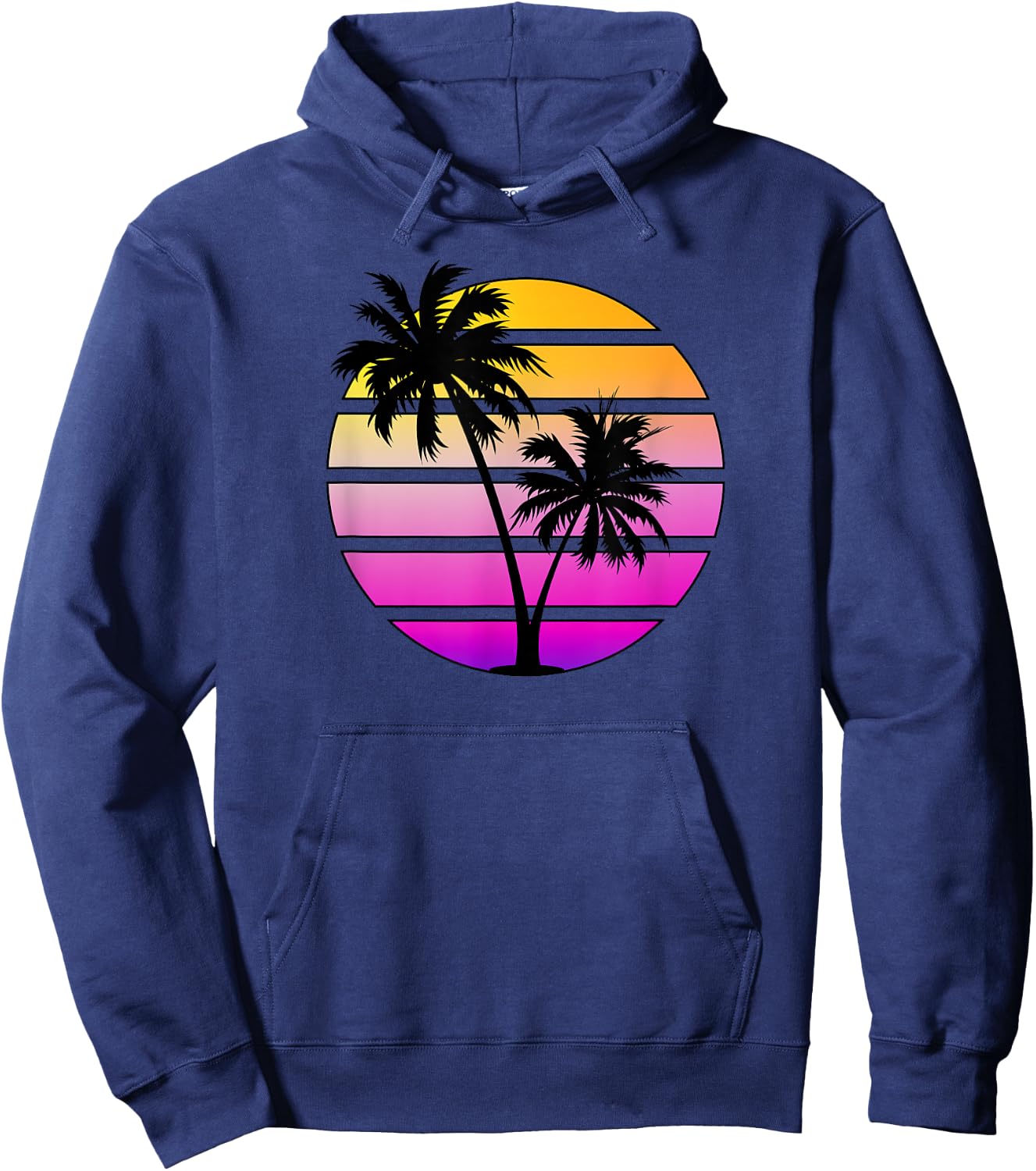 Synthwave Sunset Shirt Hoodie - Hoodie | Navy