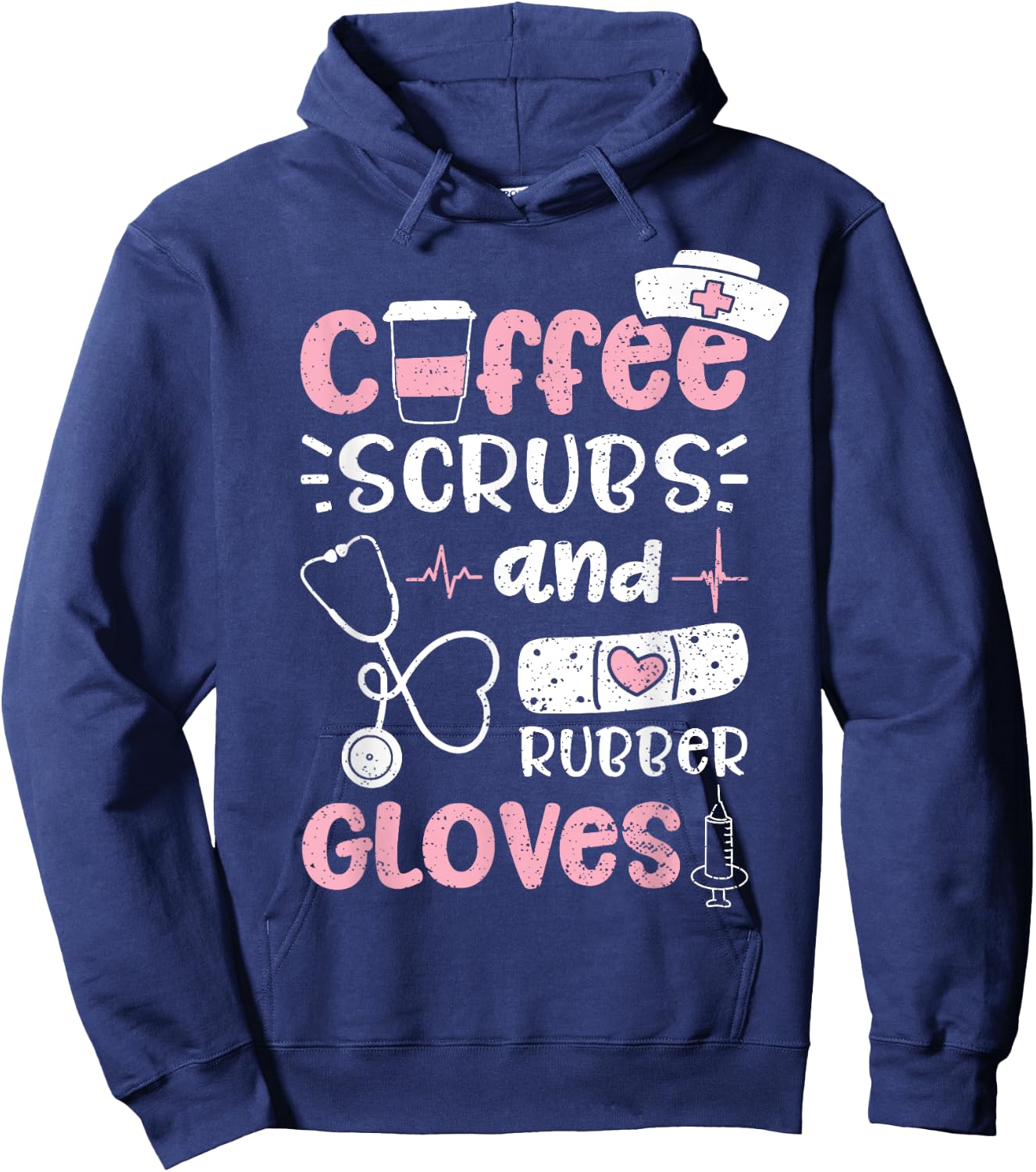 Coffee Scrubs And Rubber Gloves - Nurse Hoodie - Hoodie | Navy