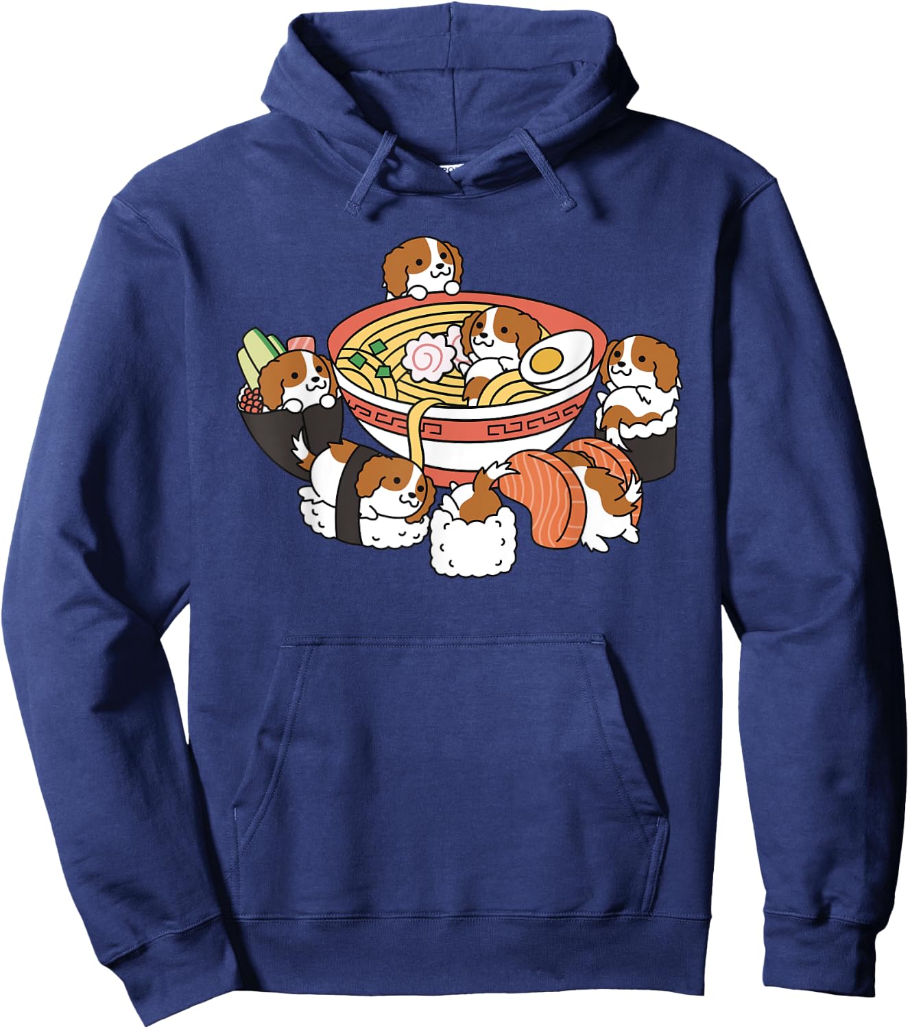 Ramen Sushi Cavalier King Charles Spaniel Dog Hoodie - Hoodie | Navy