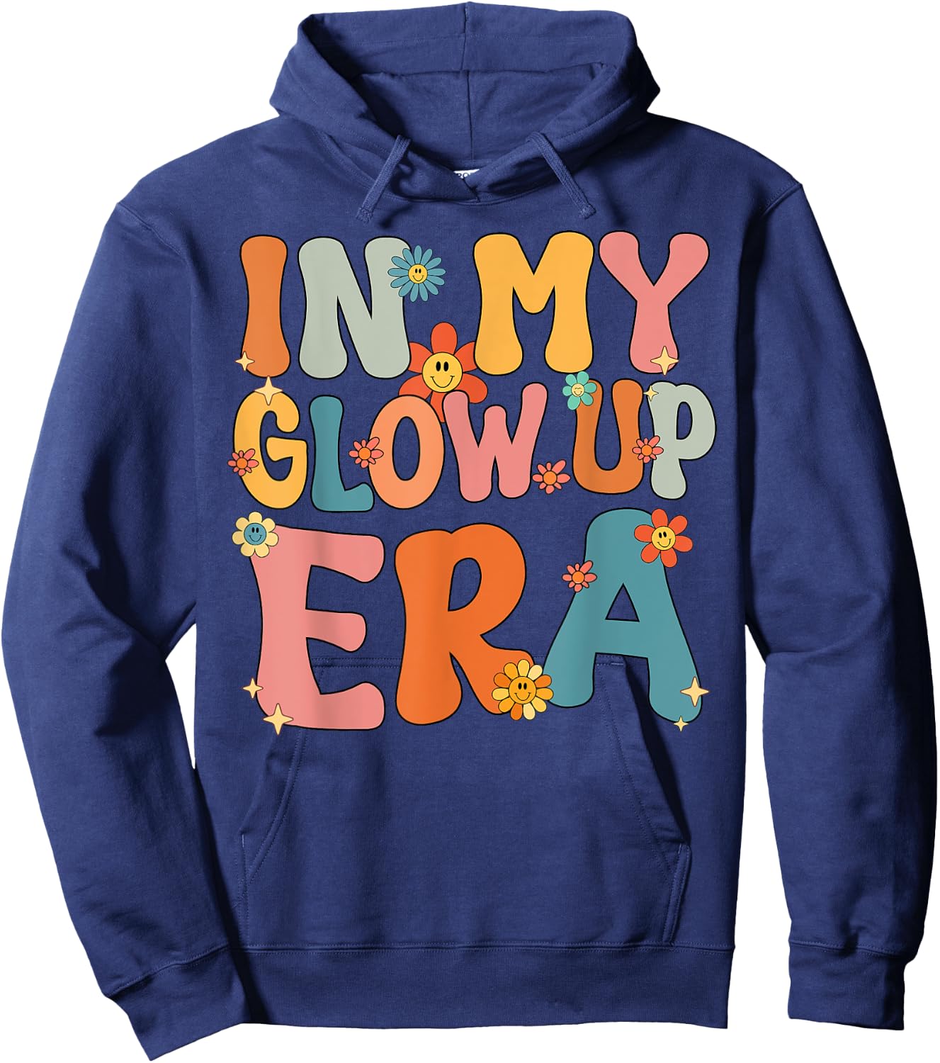 In My Glow Up Era Retro Groovy Hoodie - Hoodie | Navy