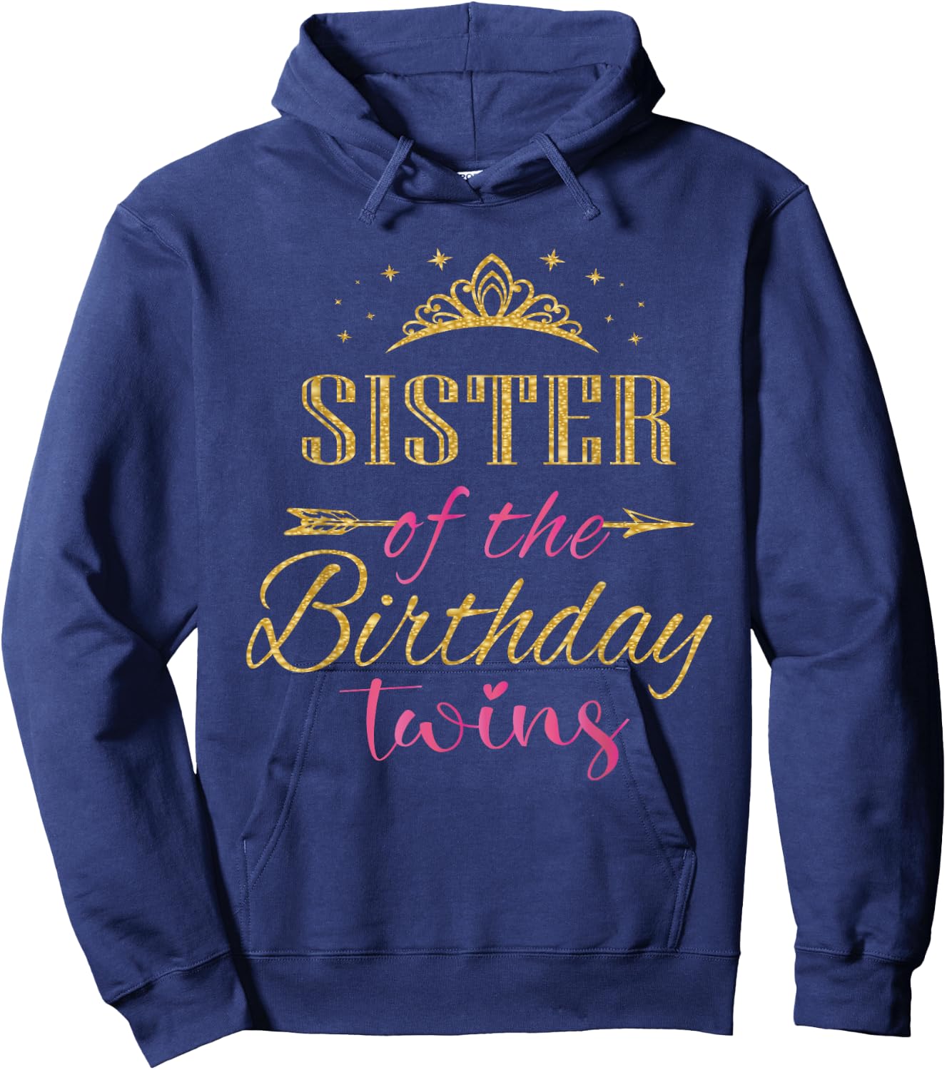 Sister of The Birthday Twins Kids Party Hoodie - Hoodie | Navy