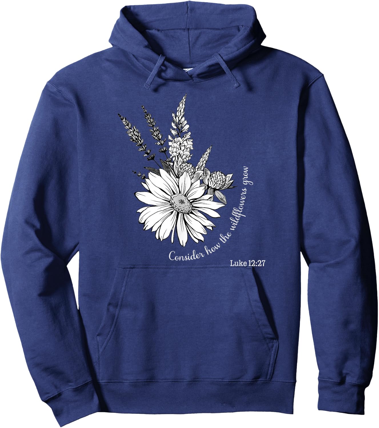 Women's Christian Botanical Flower Scripture Hoodie - Hoodie | Navy