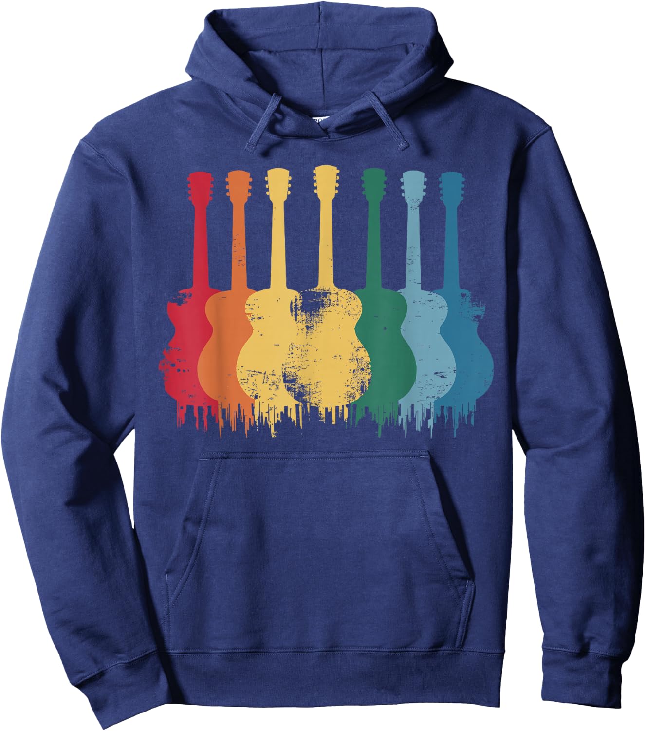Vintage Guitar Music Band Guitarist Hoodie - Hoodie | Navy