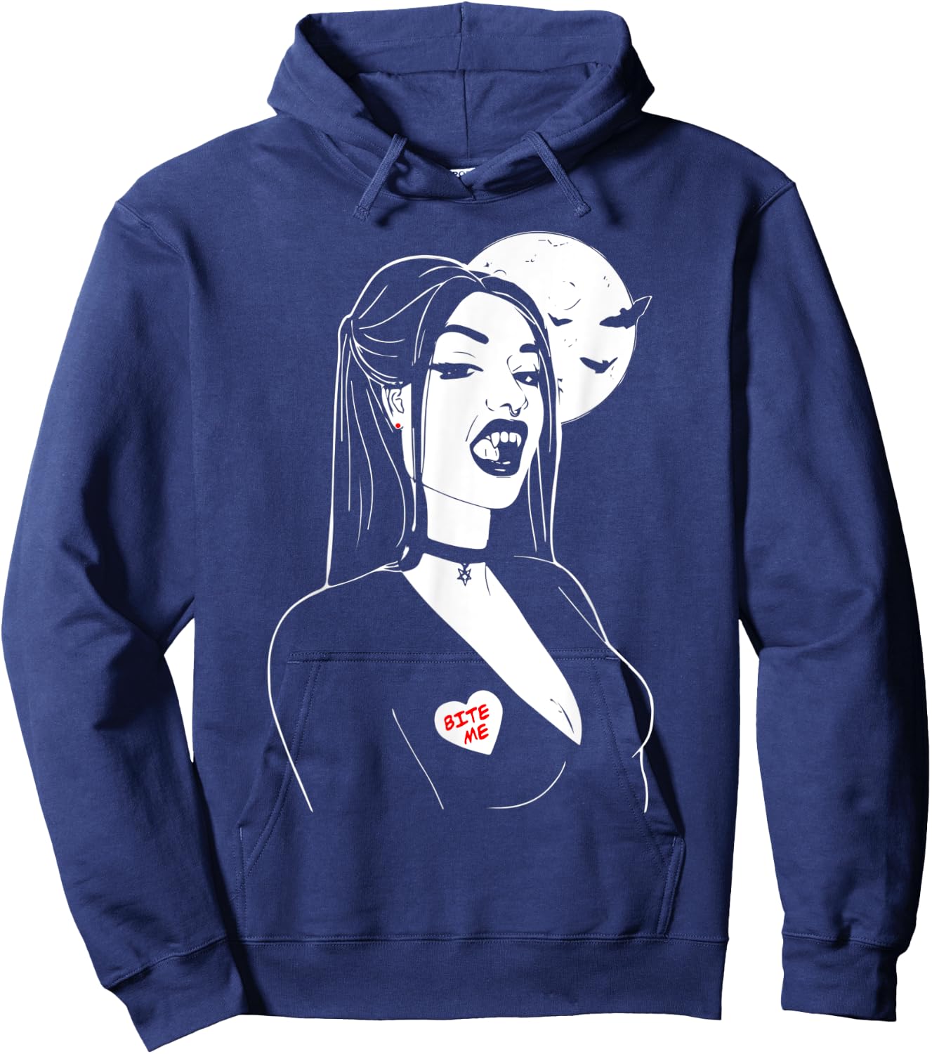 Vampire Girl Bite Me, Art Desing , Beauty Vamp Hoodie - Hoodie | Navy