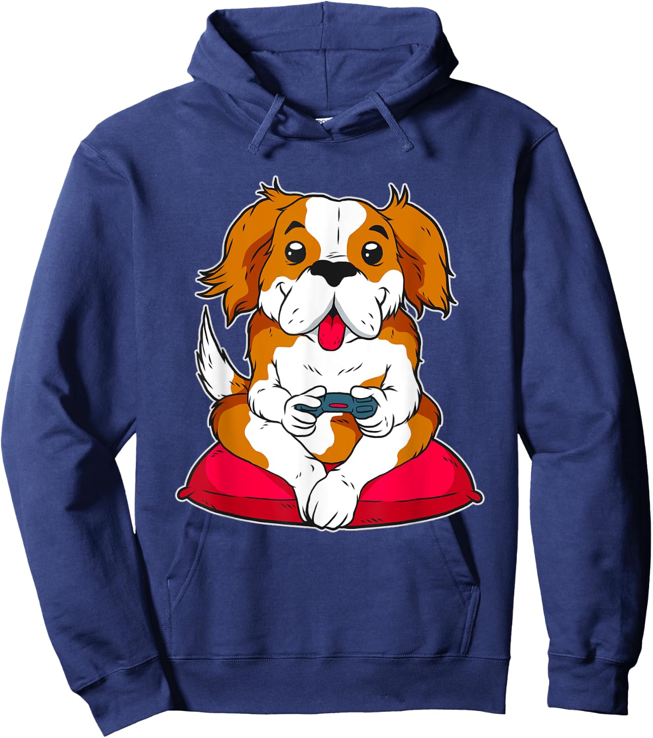Cute Gamer Dog Gaming Women Hoodie - Hoodie | Navy