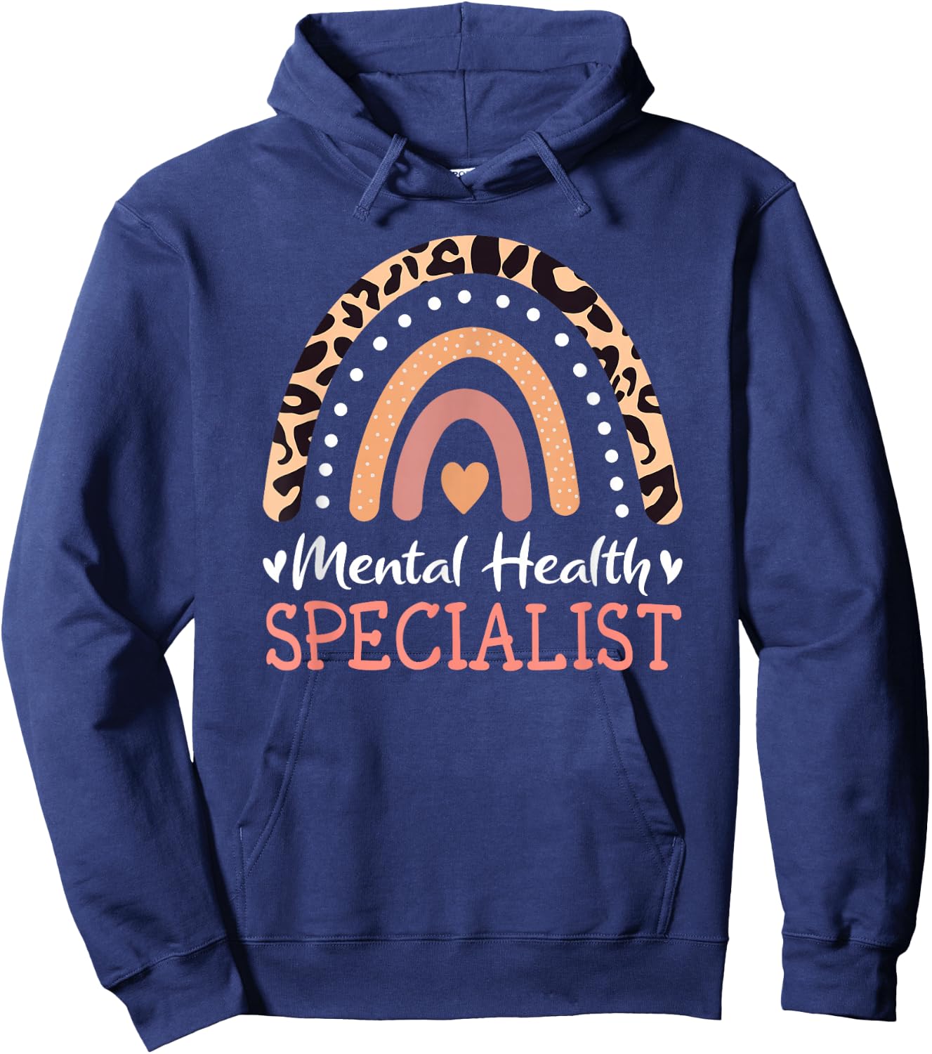 Mental Health Specialist Leopard Rainbow Hoodie - Hoodie | Navy