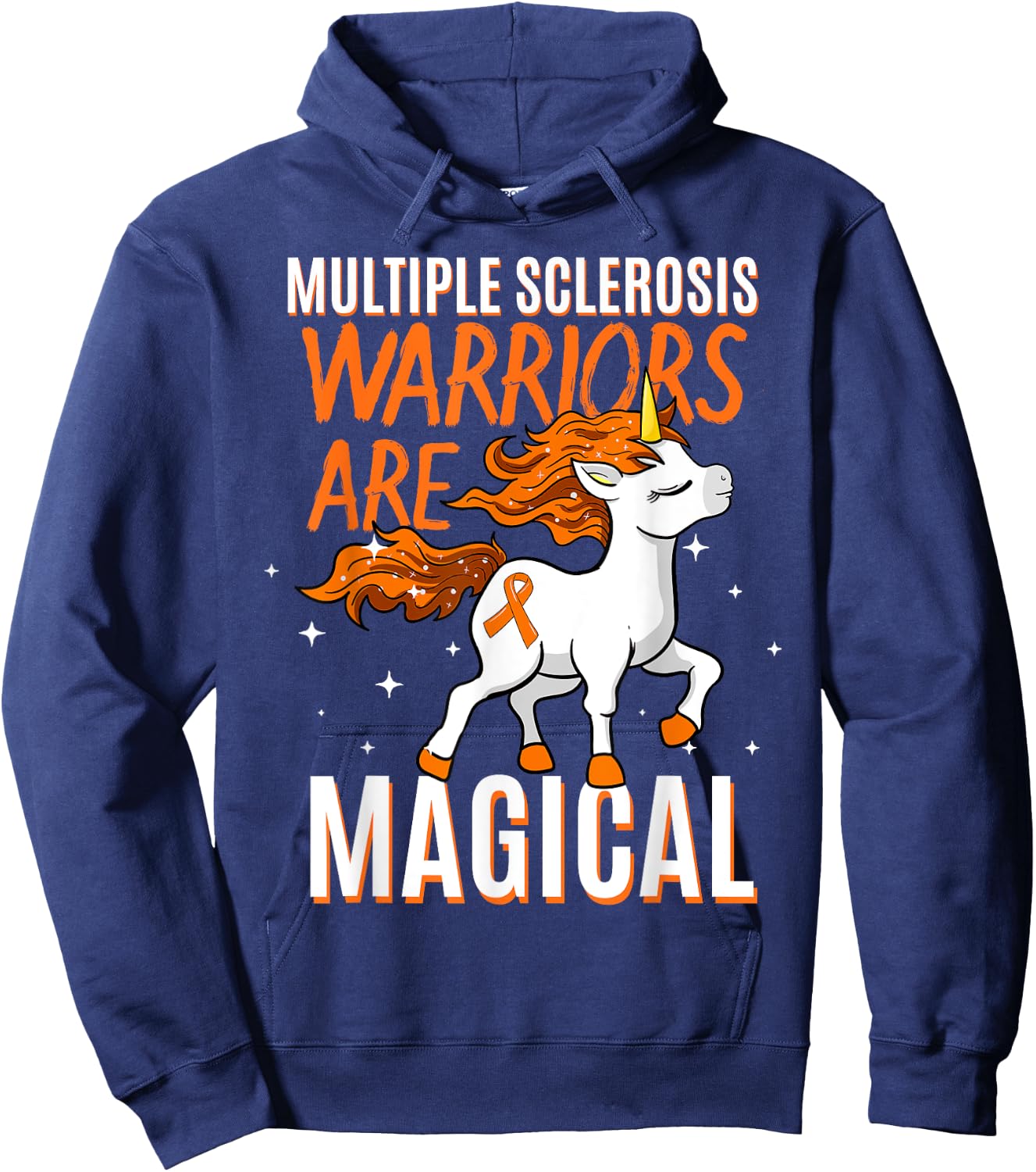 Niedliche Multiple Sklerose Awareness Kleidung Women's Graphic Black Small Classic Fit Short Sleeve Multiple Sclerosis Warriors Are Magical Unicorn Graphic Hoodie - Hoodie | Navy