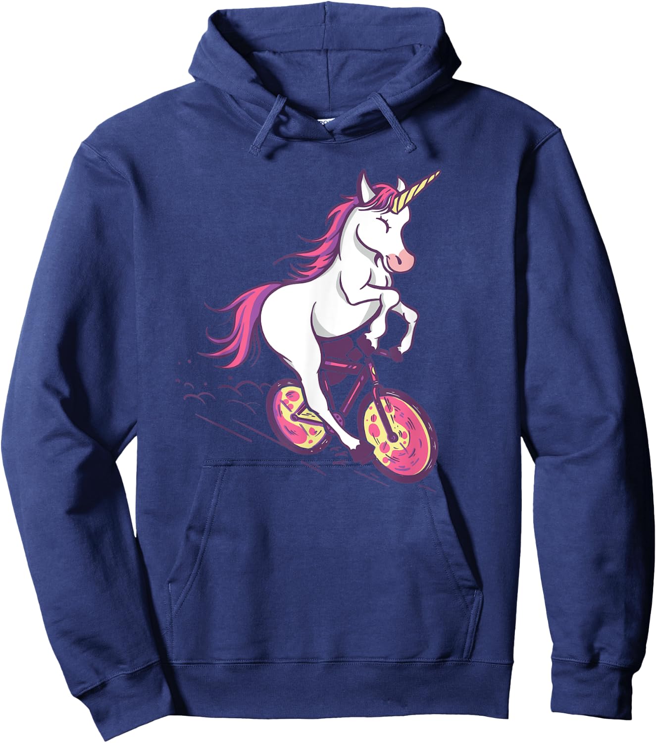 Magical Unicorn Riding Bike - Cute Illustration Hoodie - Hoodie | Navy