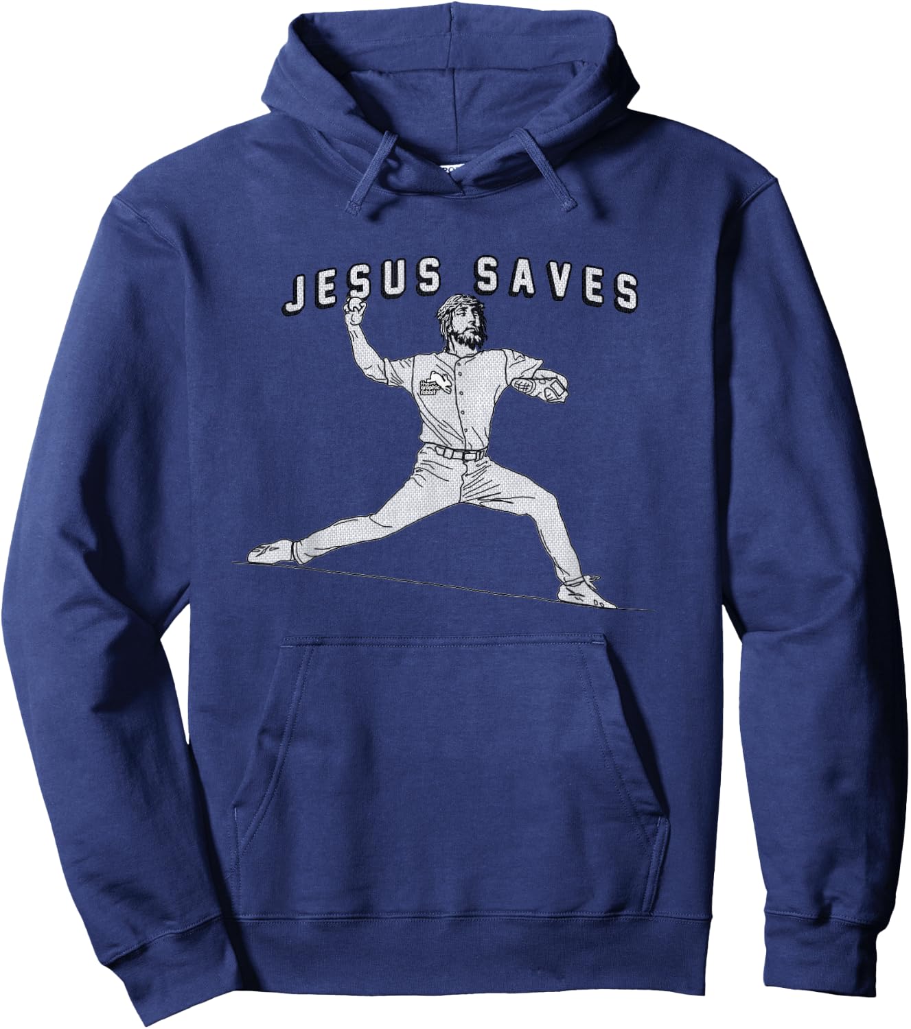 Jesus Saves - Baseball Pitcher - Funny Jesus Hoodie - Hoodie | Navy