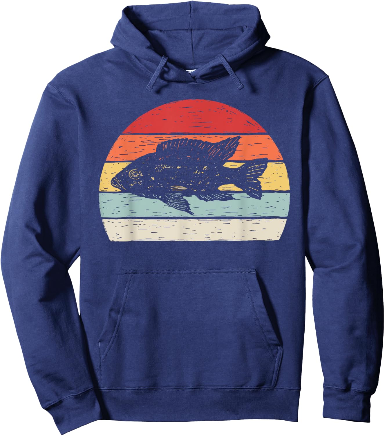 Vintage Retro Cichlid Fish Hoodie - Hoodie | Navy