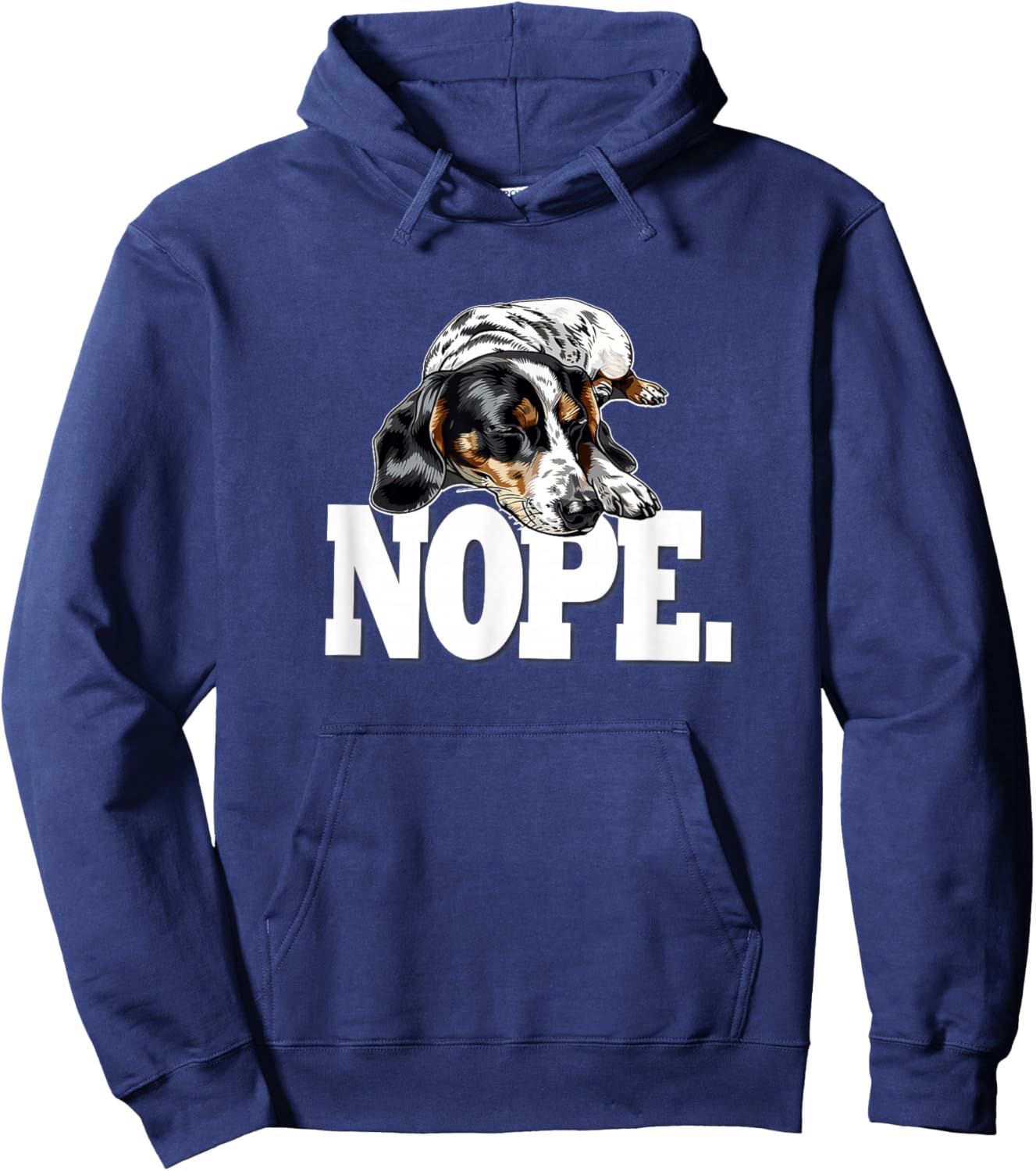 Funny Napping NOPE Piebald Dachshund Lover Hoodie - Hoodie | Navy