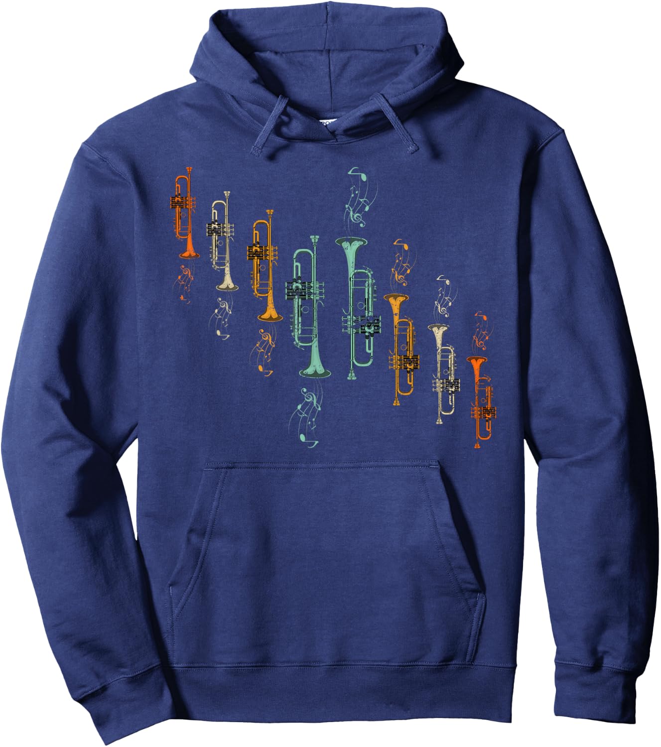 Jazz Music Sheet Music Trumpeter Gift Trumpet Hoodie - Hoodie | Navy