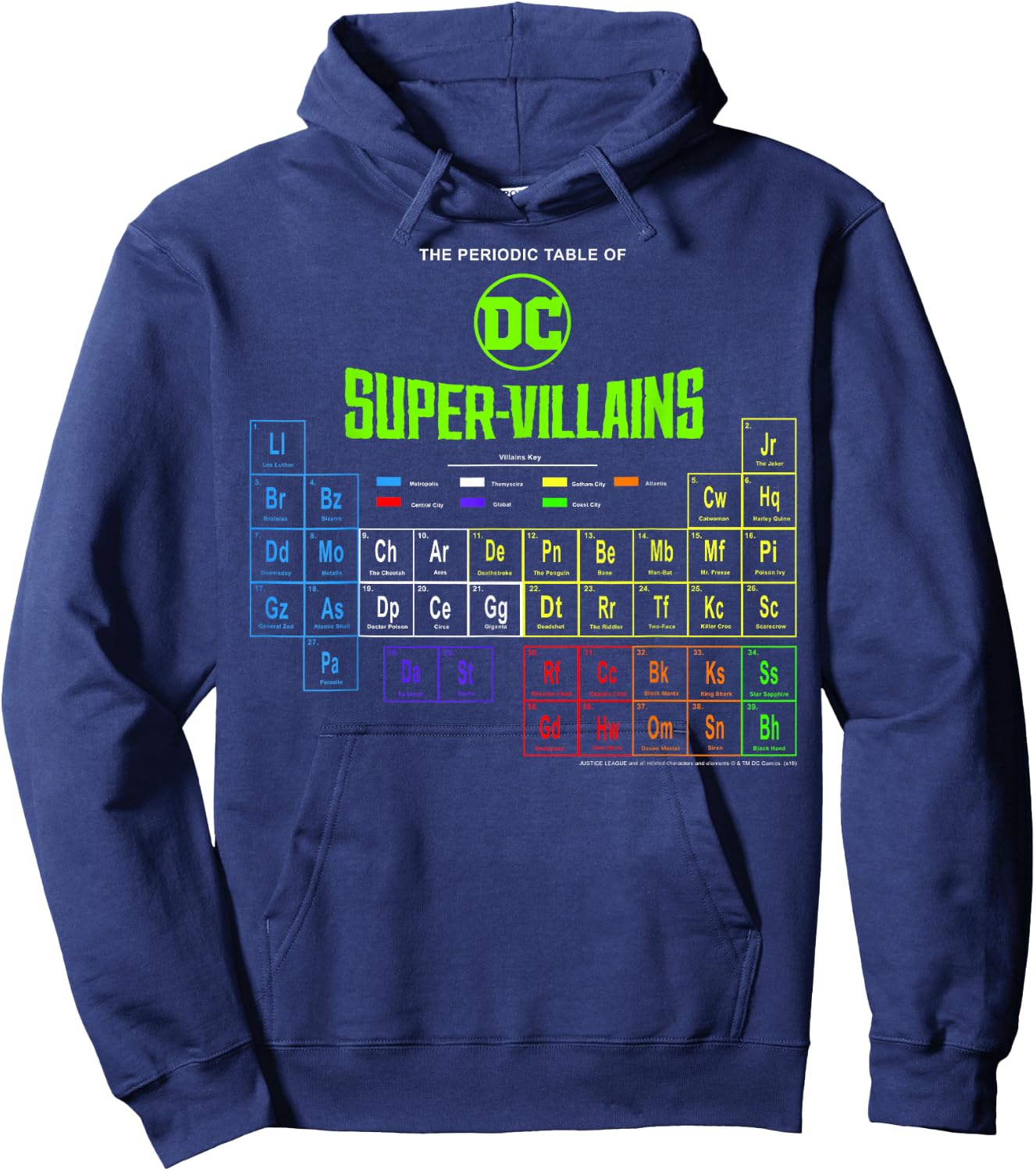 DC Comics The Periodic Table of Super Villains Hoodie - Hoodie | Navy