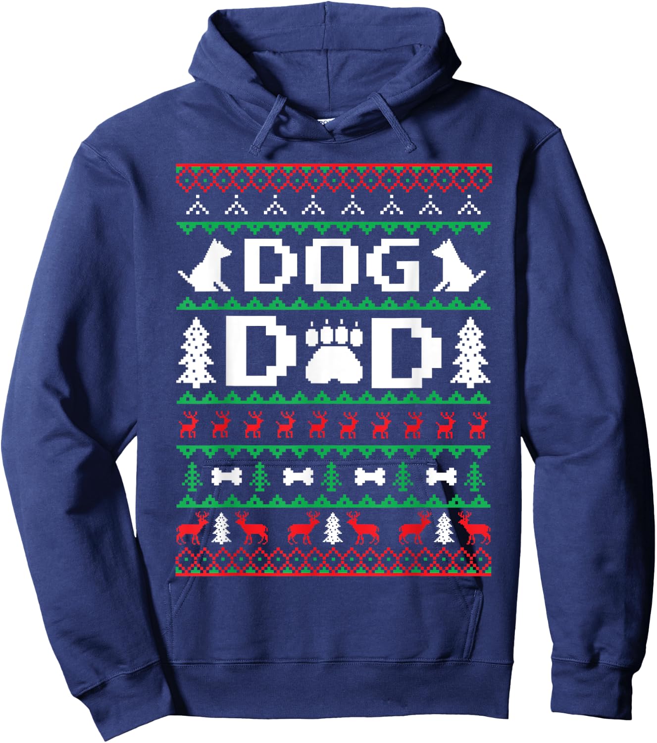 Christmas Dog Dad Shirt Ugly Hoodie - Hoodie | Navy