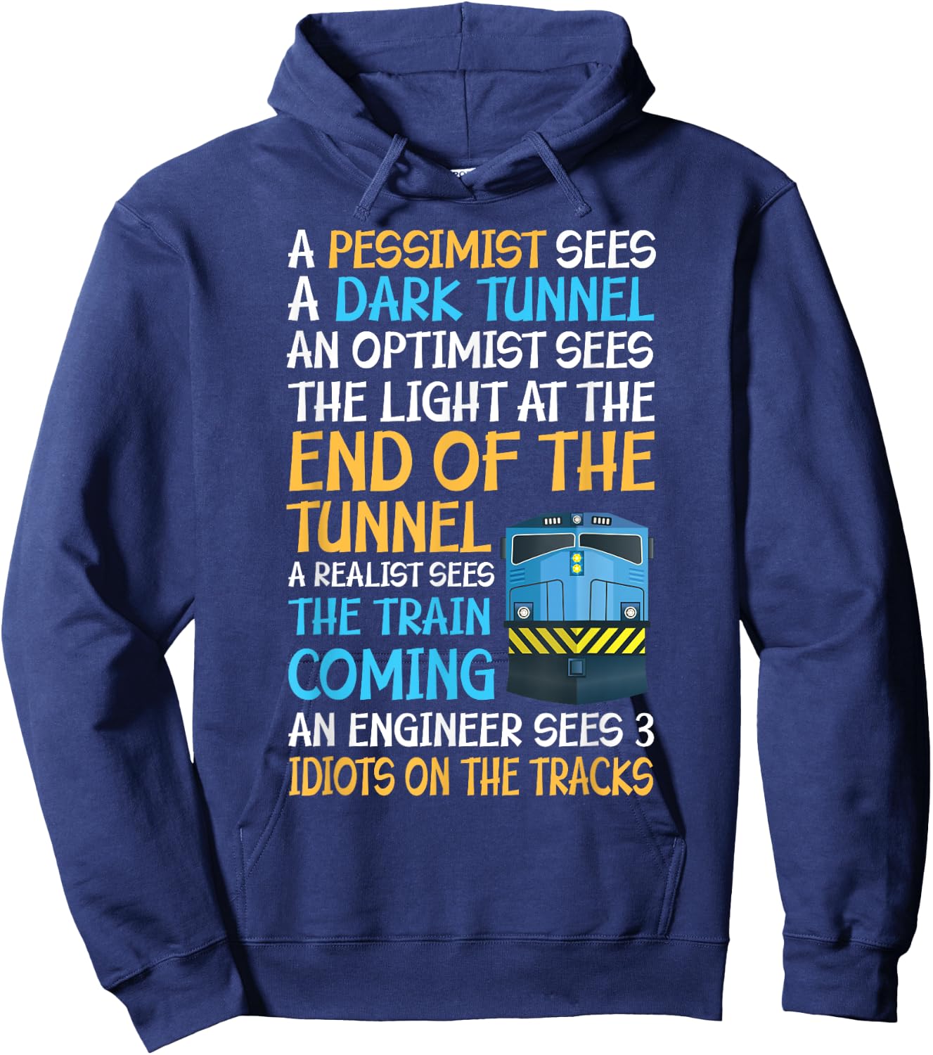 Funny Train Guide - 3 Idiots on the Tracks Hoodie - Hoodie | Navy