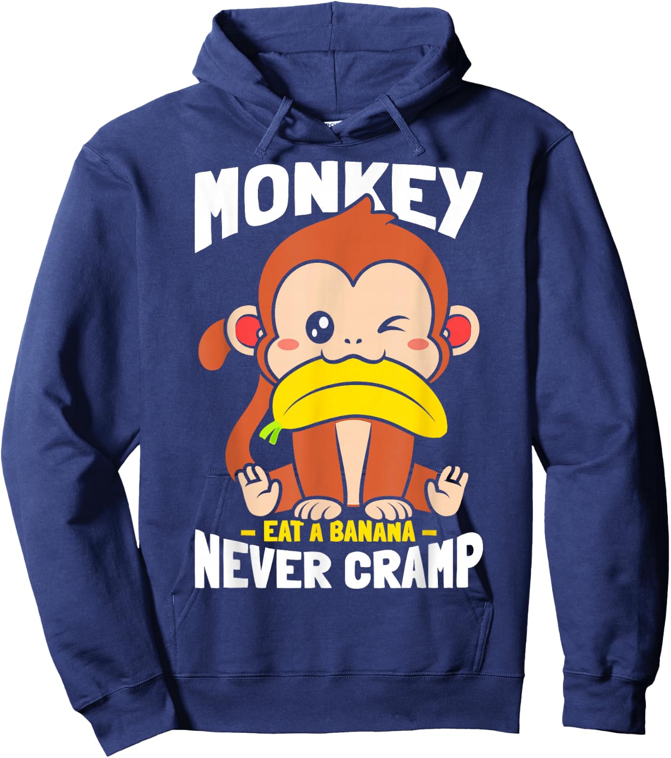 Monkey Eating Banana Never Cramp Hoodie - Hoodie | Navy